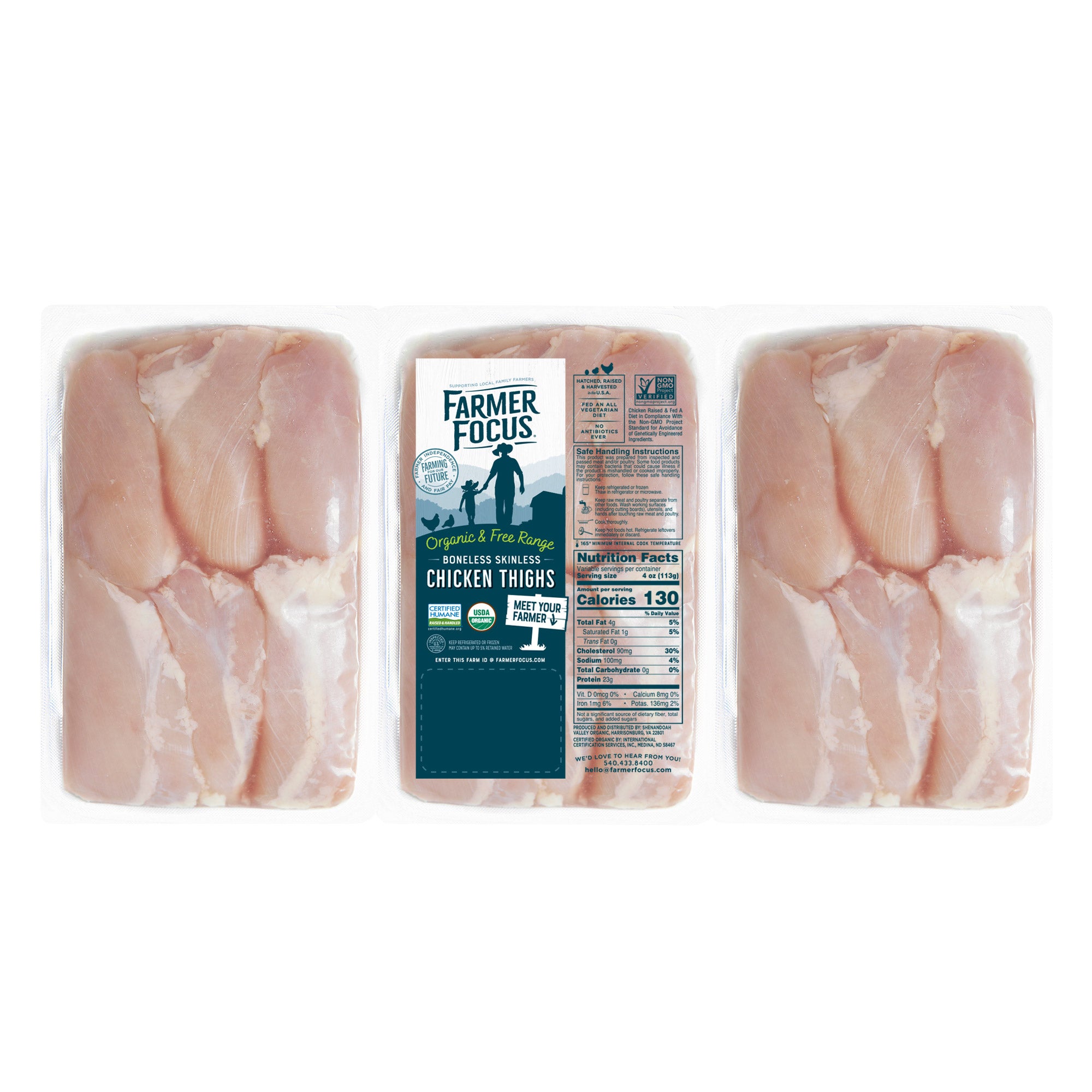 FRESH ORGANIC BONELESS SKINLESS CHICKEN THIGH PER LB