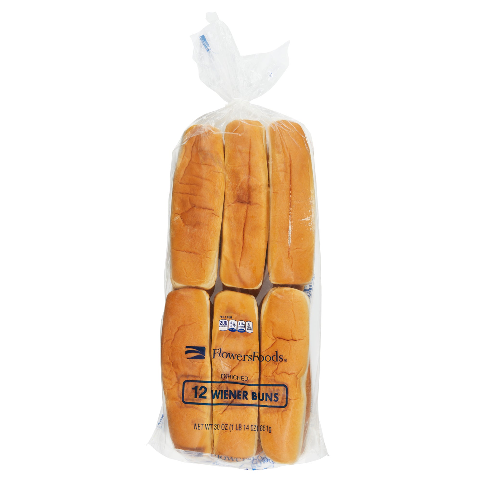 FLOWERS JUMBO HOT DOG BUNS 12 CT