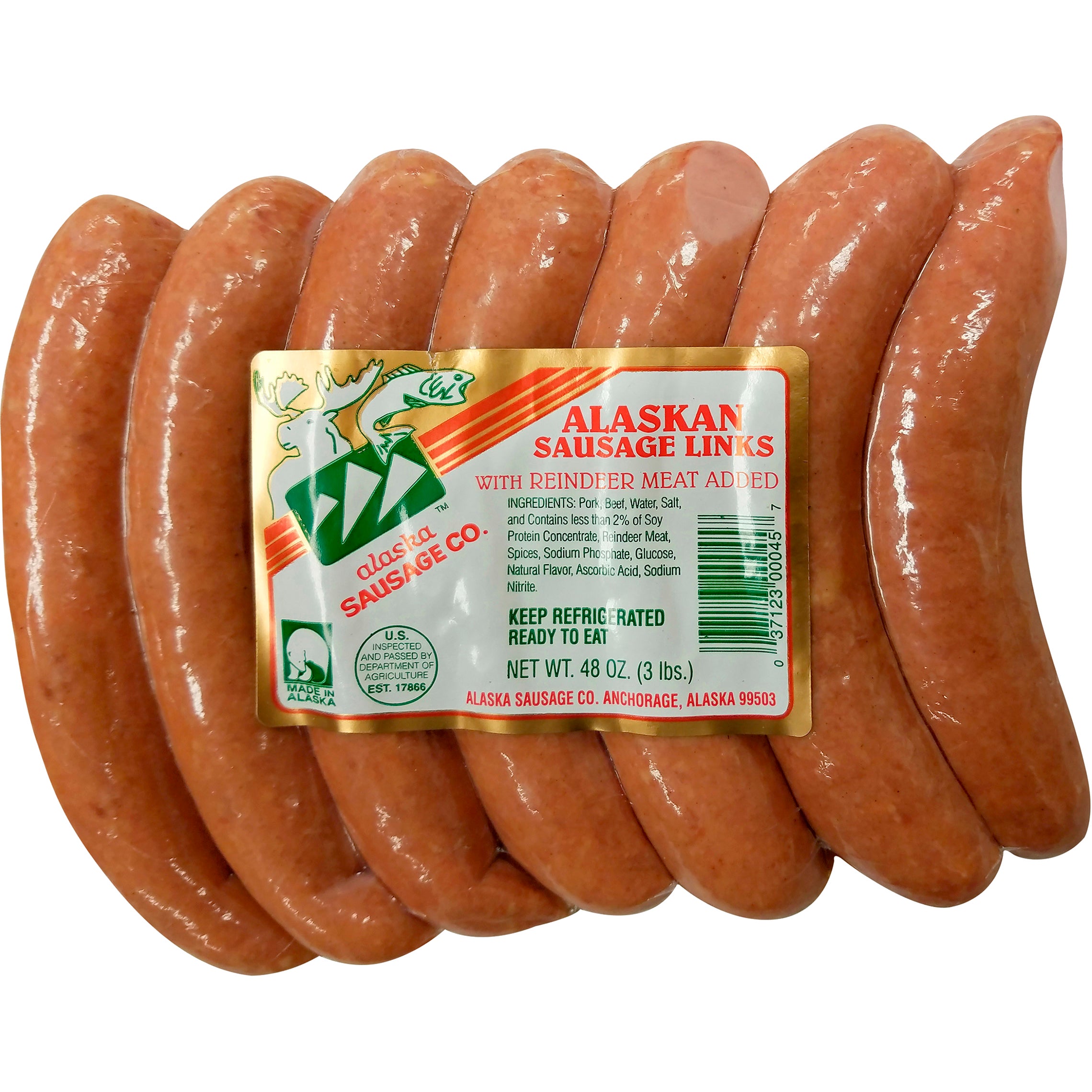 ALASKA SAUSAGE CO. ALASKAN SAUSAGE LINKS W/ REINDEER MEAT 3 LBS - Image 1
