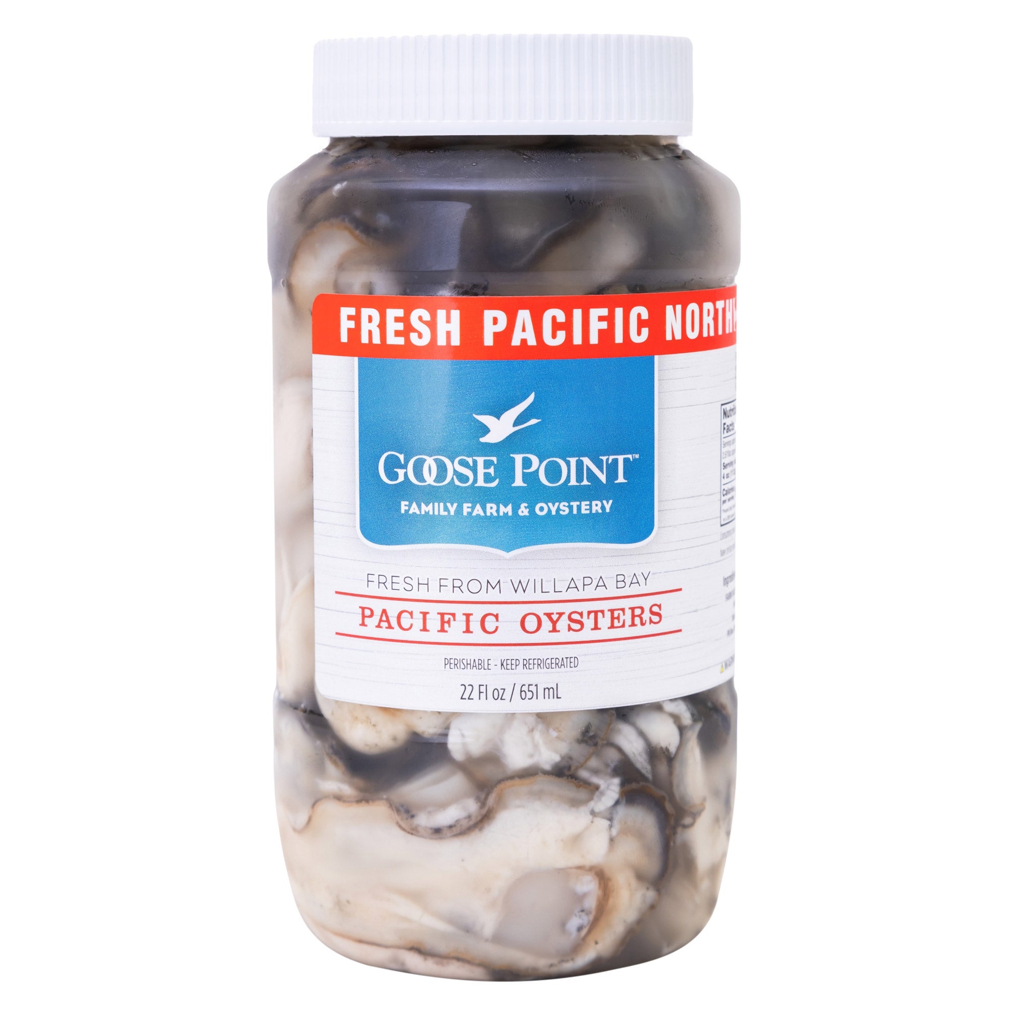 GOOSE POINT OYSTERS SMALL PACIFIC OYSTERS 22 OUNCES - Image 1