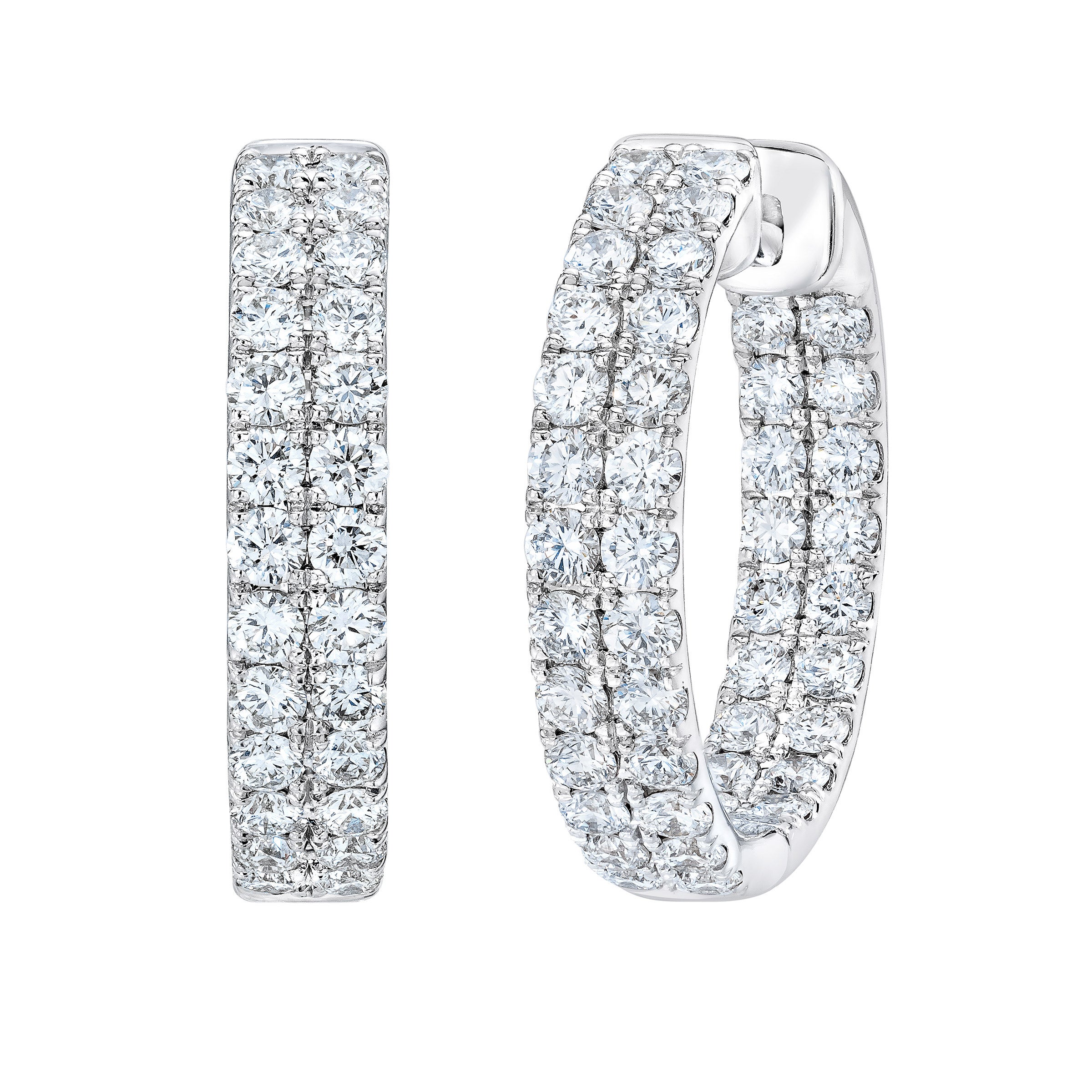 14KT WHITE GOLD VS2 I 1.50CTW ROUND DIAMOND INSIDE OUTSIDE HOOPS - Image 1