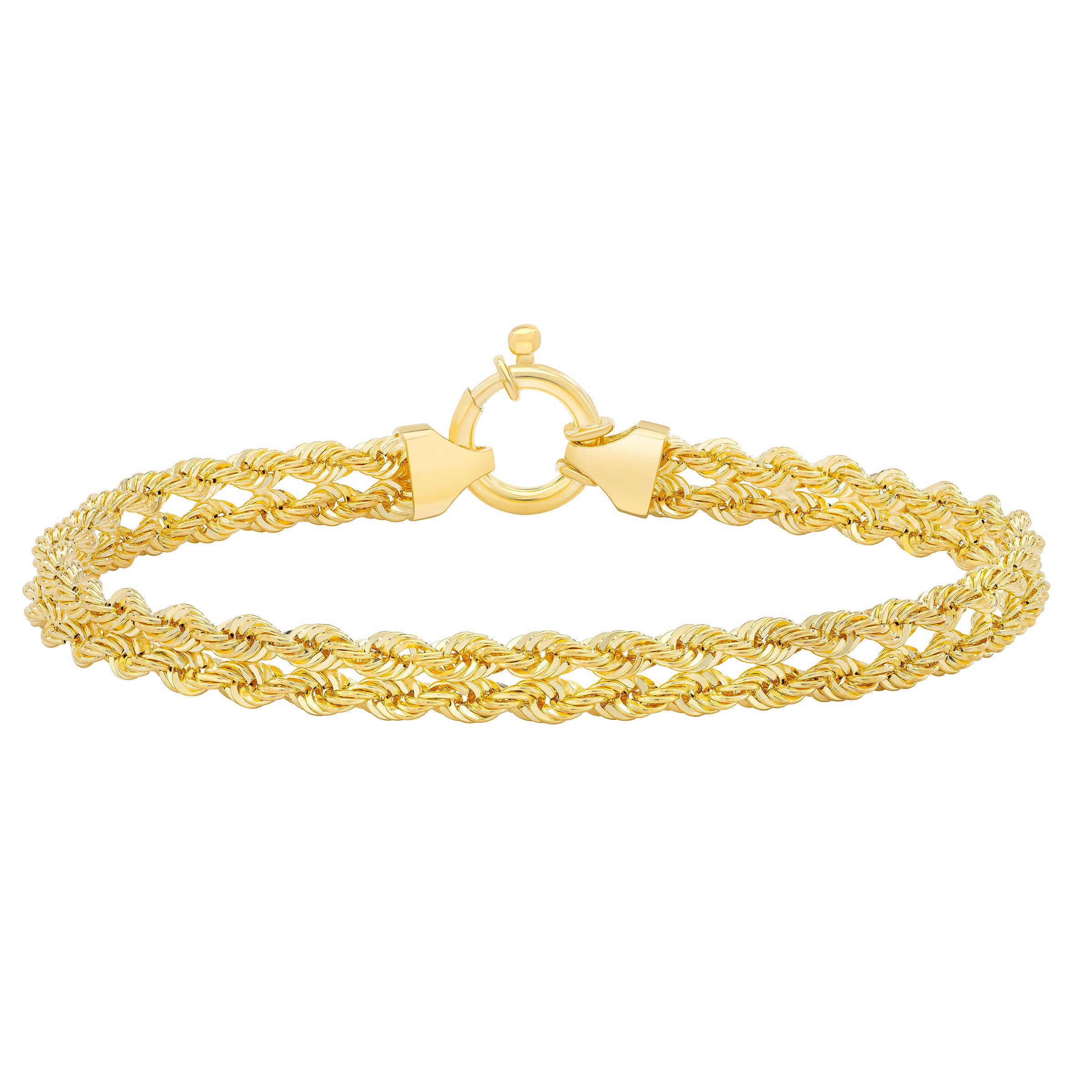 14KT YELLOW GOLD 7.5" DOUBLE ROPE BRACELET MADE IN ITALY - Image 1