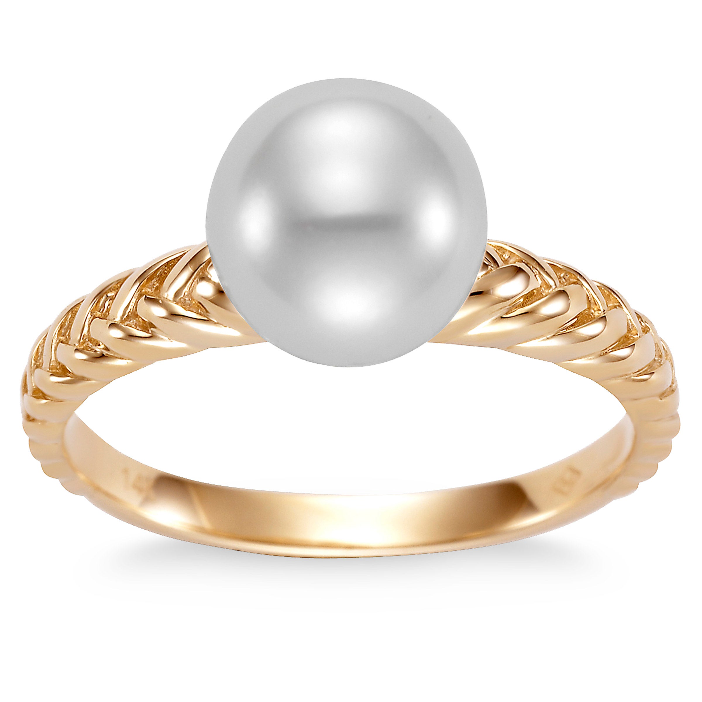 14KT GOLD 8-8.5MM FRESHWATER CULTURED PEARL RING SIZE 7 - Image 1
