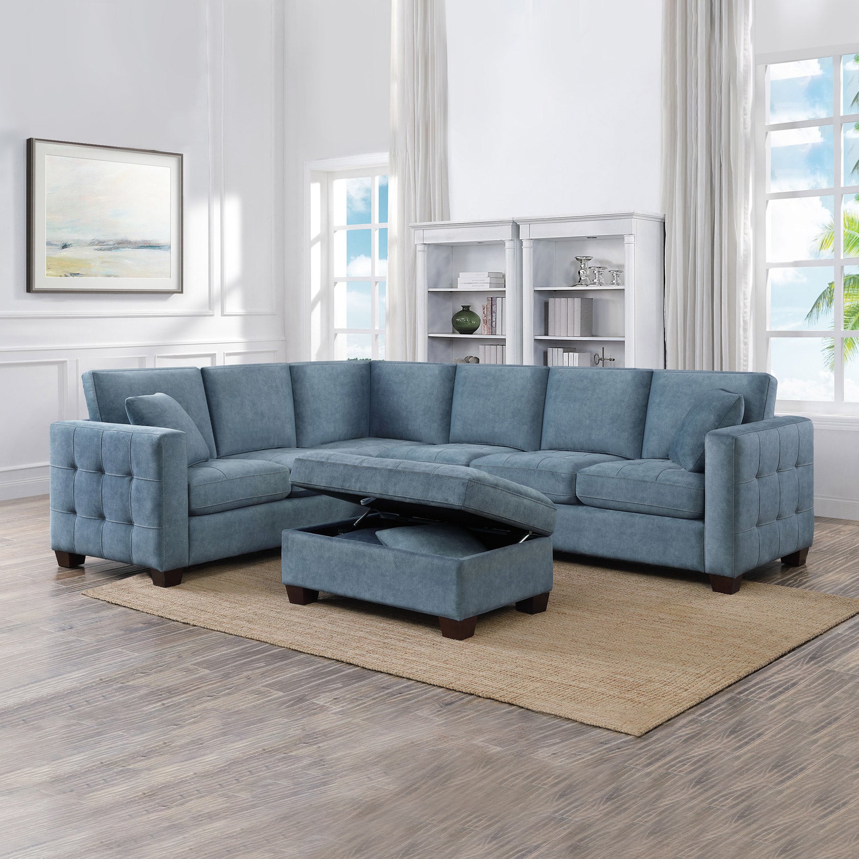 THOMASVILLE FABRIC STORAGE WITH OTTOMAN - Image 1