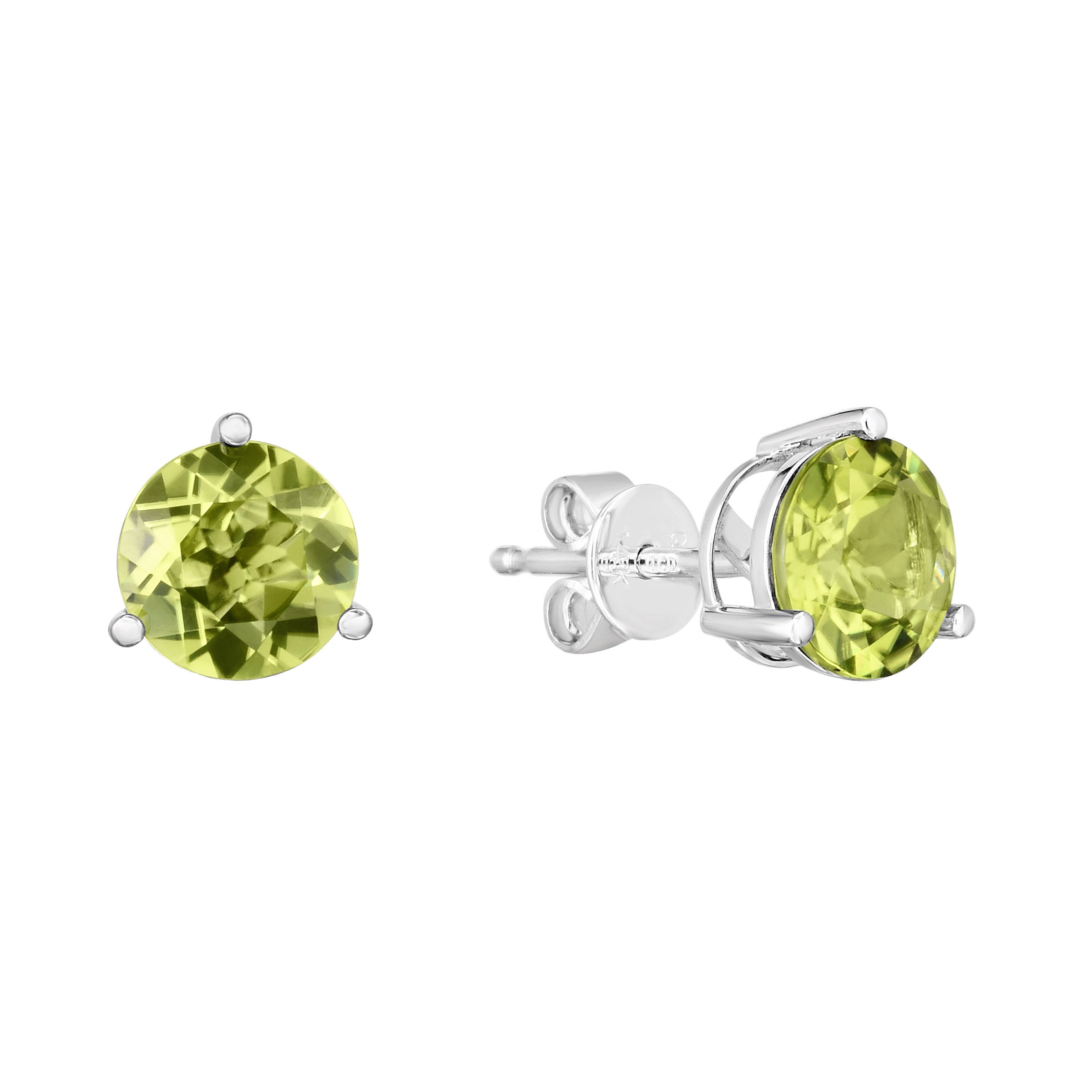14KT WHITE GOLD 7MM PERIDOT EARRINGS - Image 1
