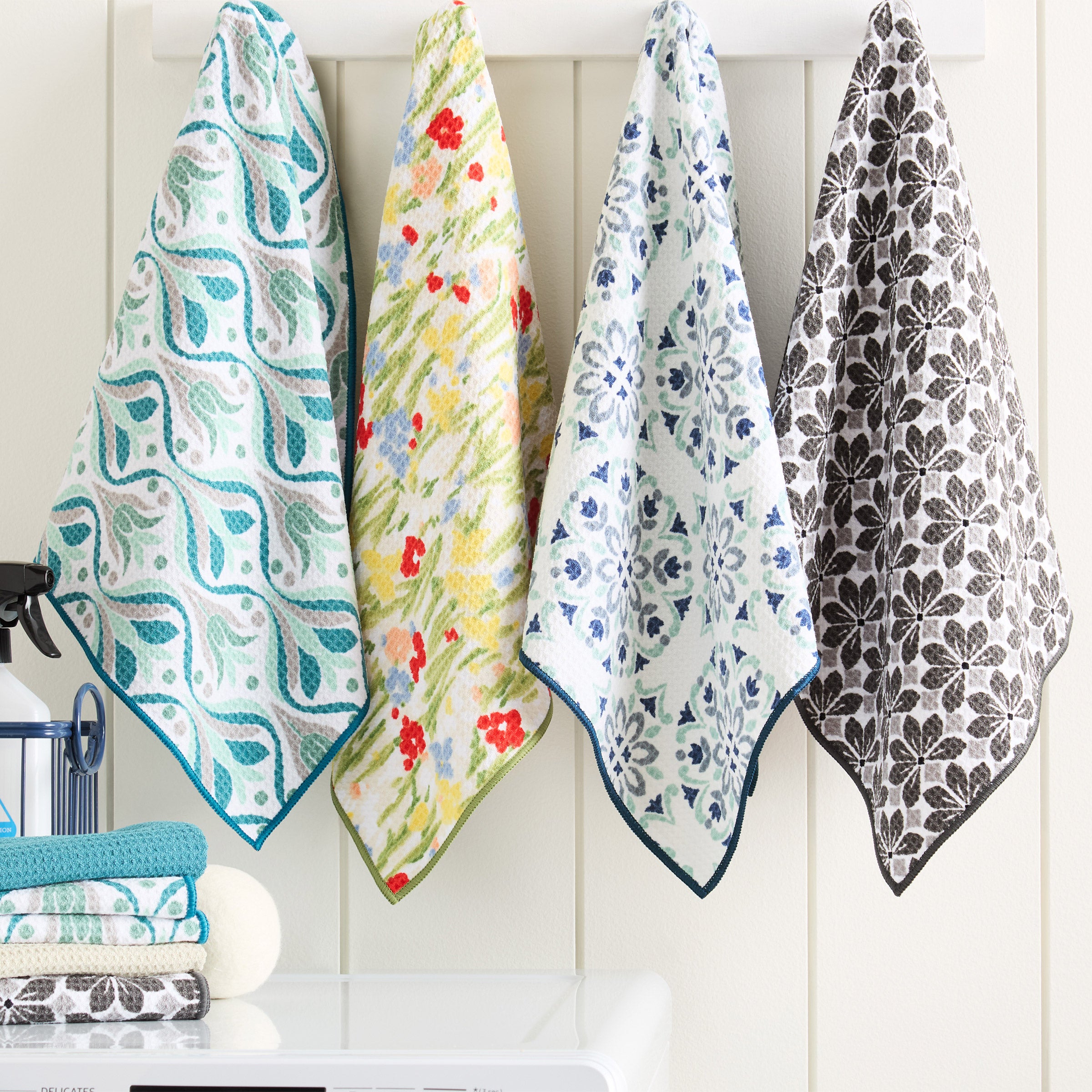 TOWN & COUNTRY MICROFIBER PRINTED KITCHEN TOWELS 8-PACK