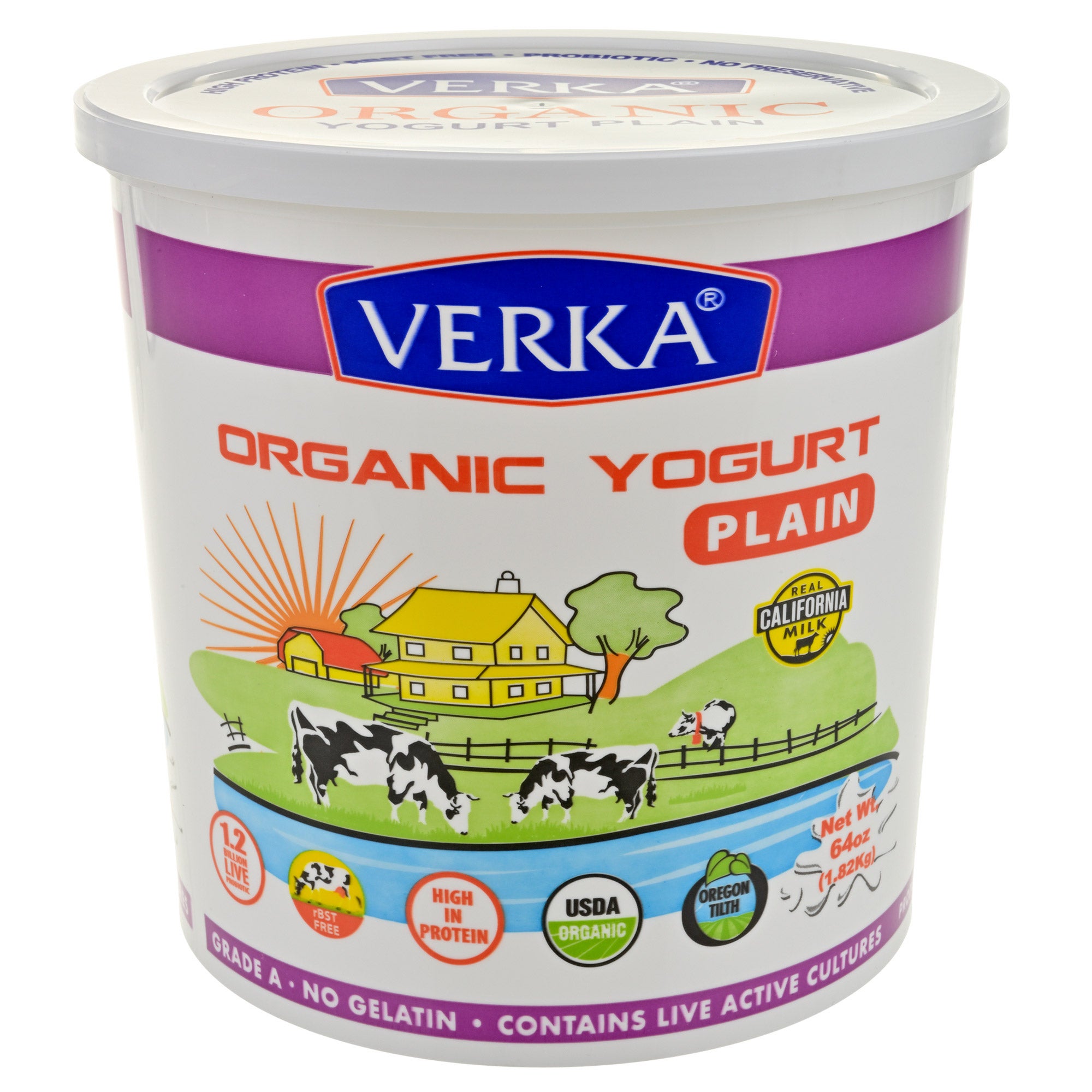 VERKA ORGANIC PLAIN WHOLE MILK YOGURT 64 OZ