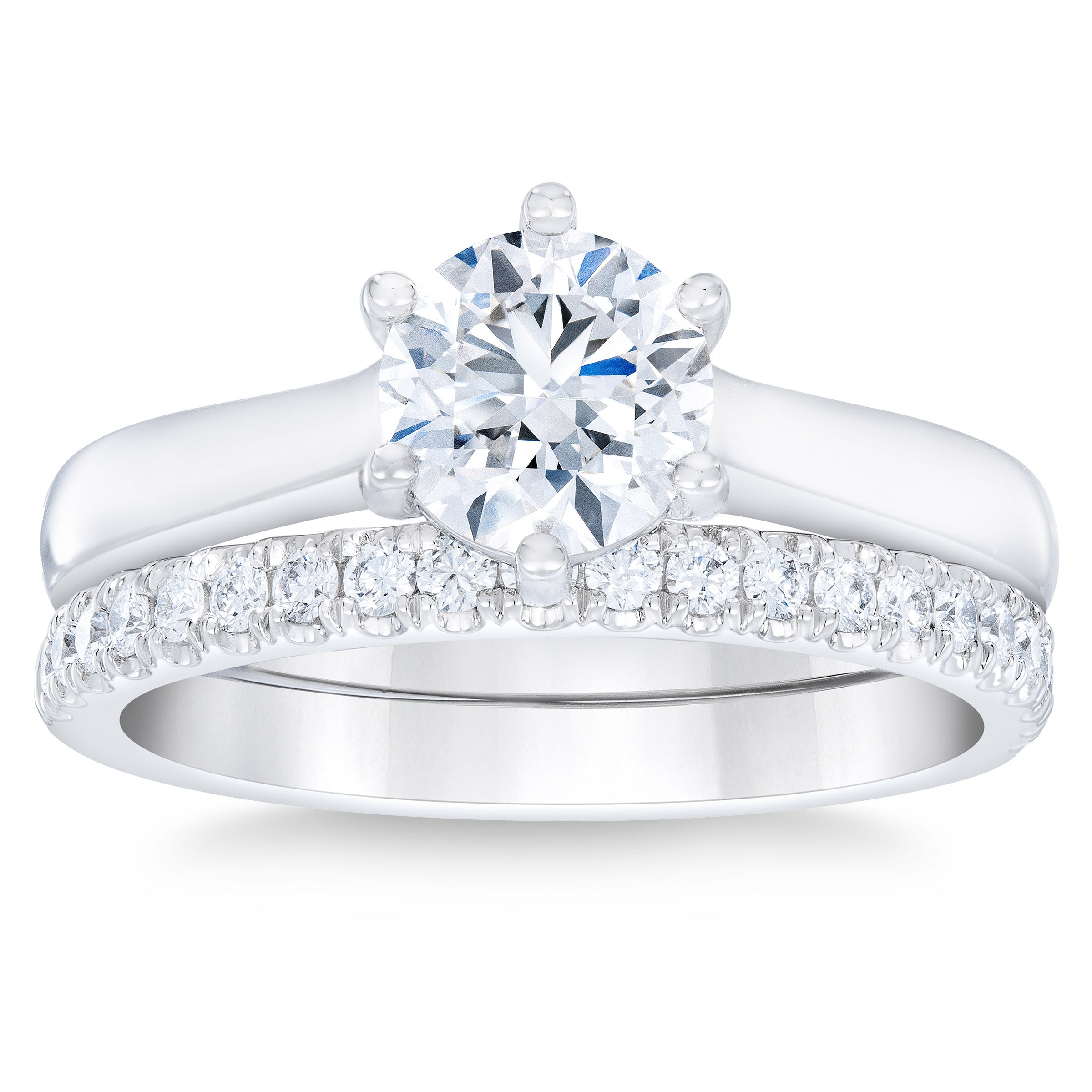 1.53CTW ROUND DIAMOND PLATINUM WEDDING SET 1.21CT CENTER VS1 "G" - Image 1