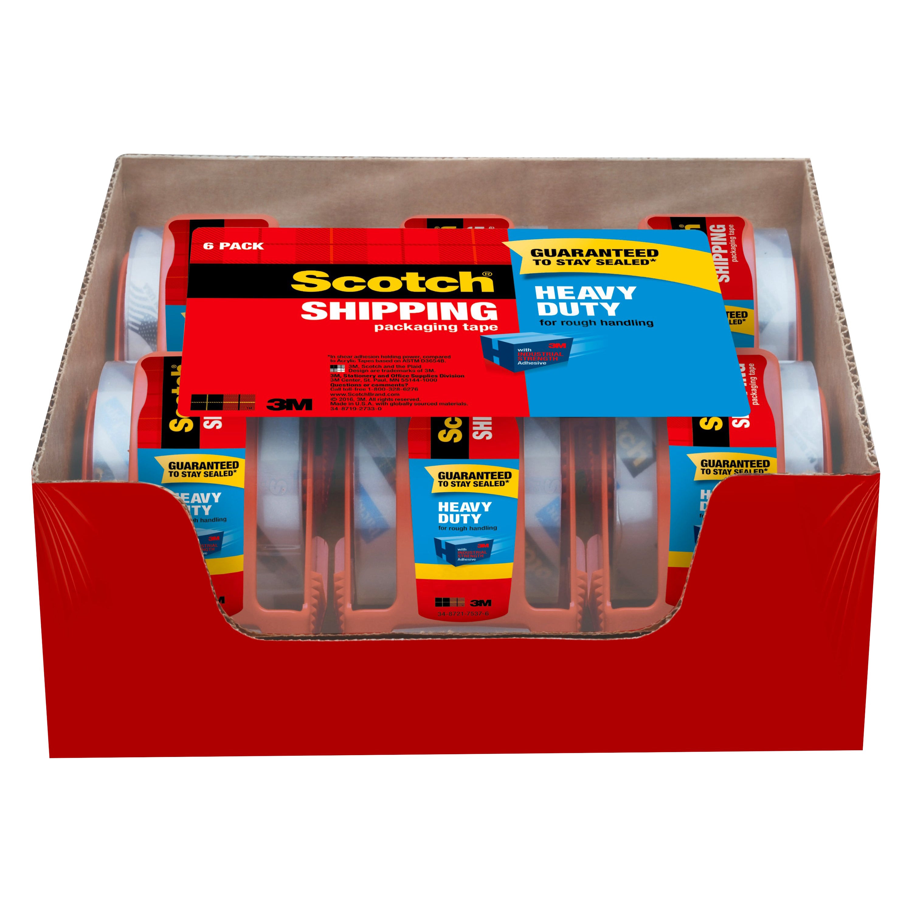 SCOTCH HEAVY DUTY SHIPPING TAPE W/DISPENSER 6 CT - Image 1