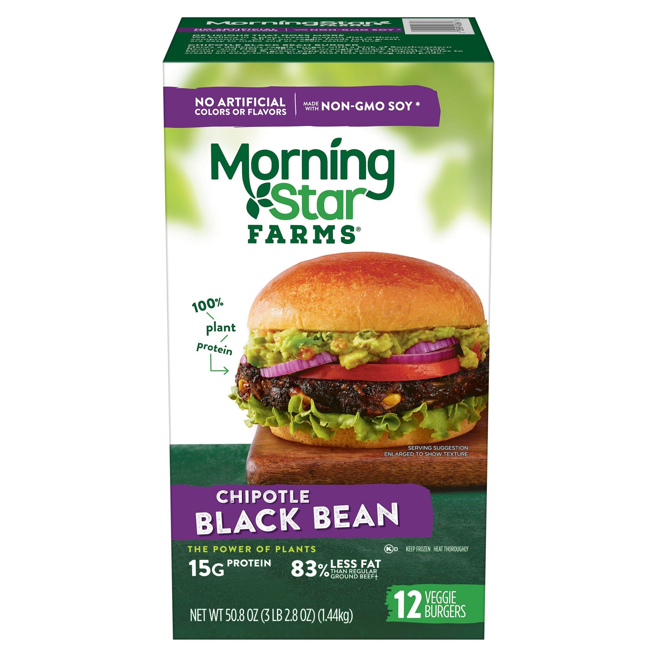 MORNINGSTAR FARMS CHIPOTLE BLK BN BURGER 12/4.23 OZ (3.17 LBS) - Image 1
