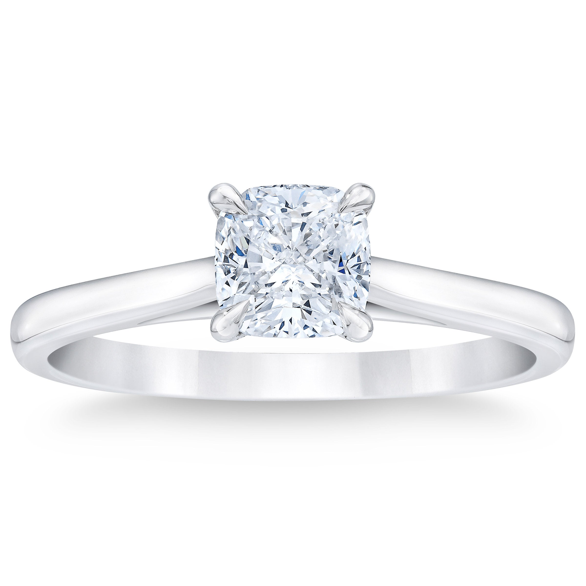 1.01CT CUSHION CUT PLATINUM SOLITAIRE RING VS2 "E" COLOR