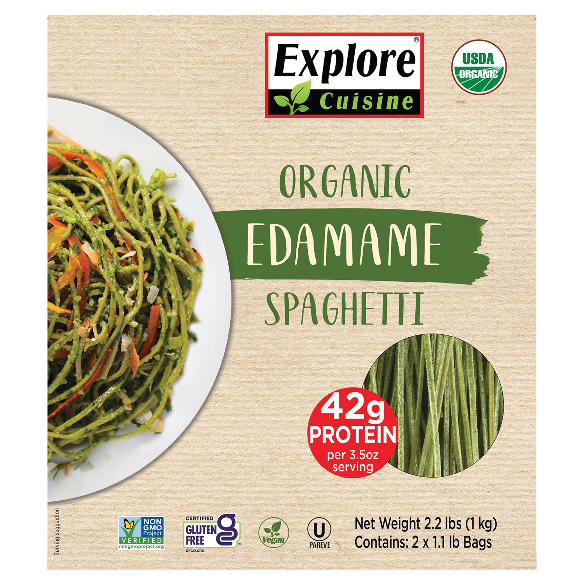 EXPLORE CUISINE ORGANIC EDAMAME SPAGHETTI 2/1.1 LB - Image 1