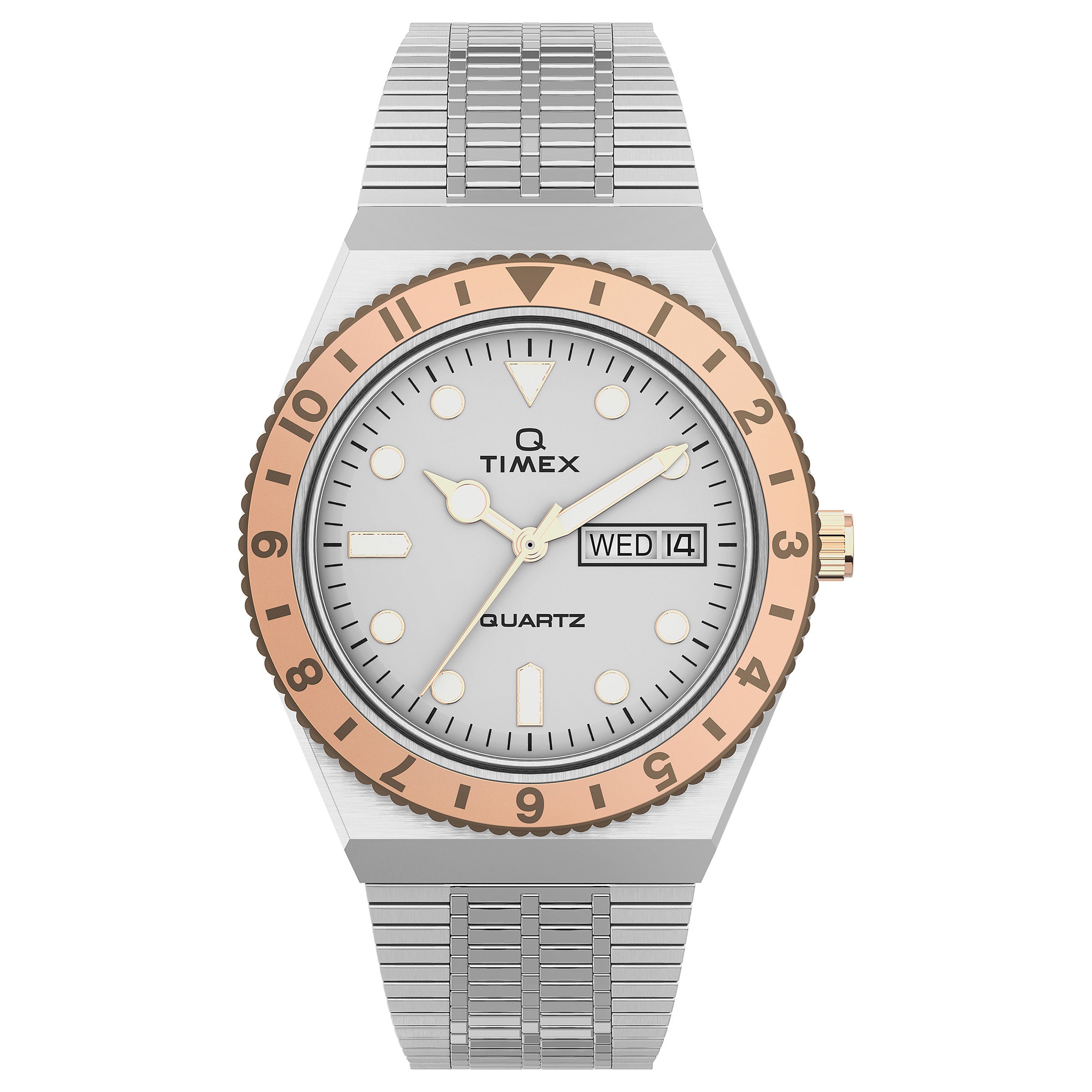 TIMEX Q TWO-TONE CASE QUARTZ LADIES WATCH - Image 1