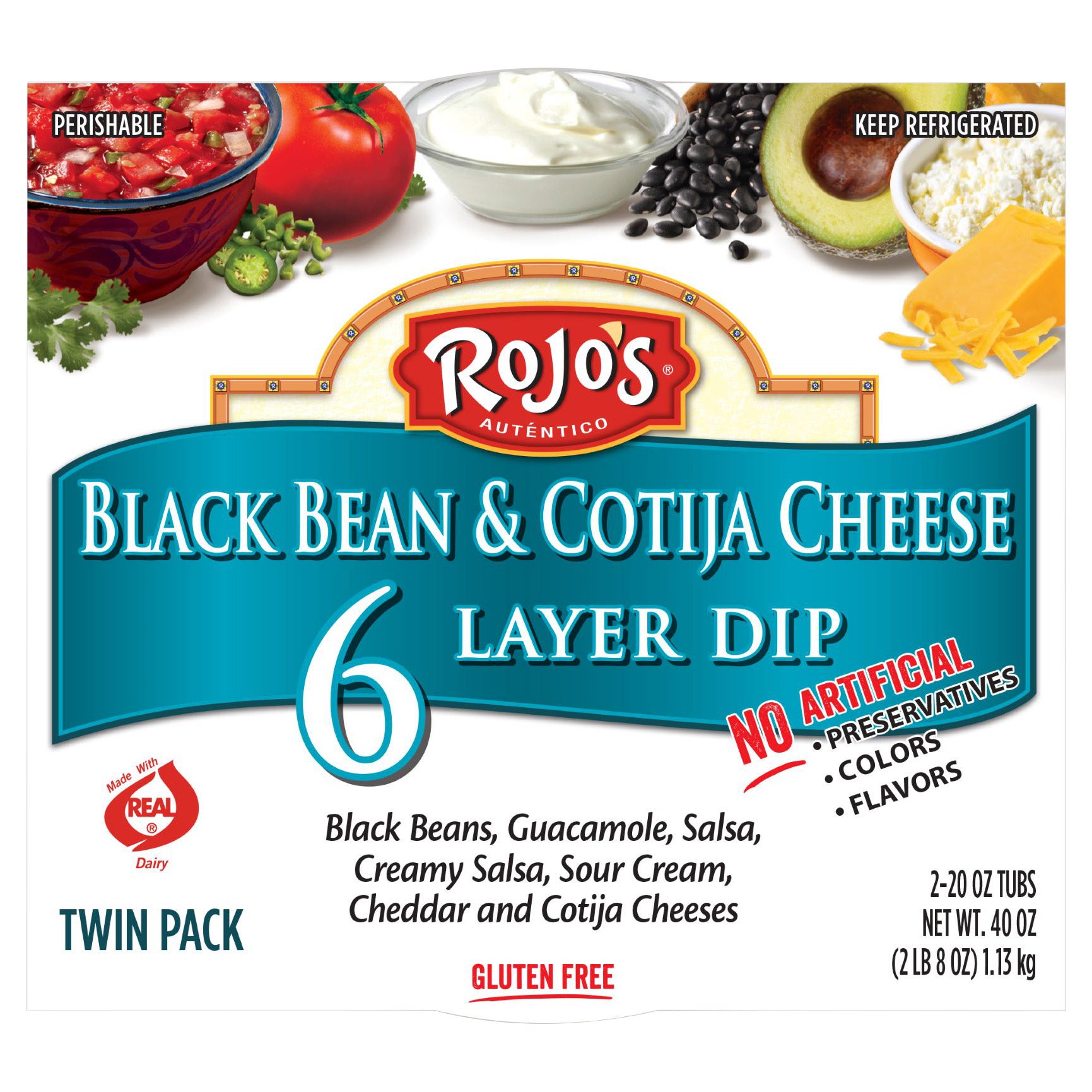 ROJO'S 6 LAYER BLACK BEAN DIP 2 PACK 20 OUNCES EACH