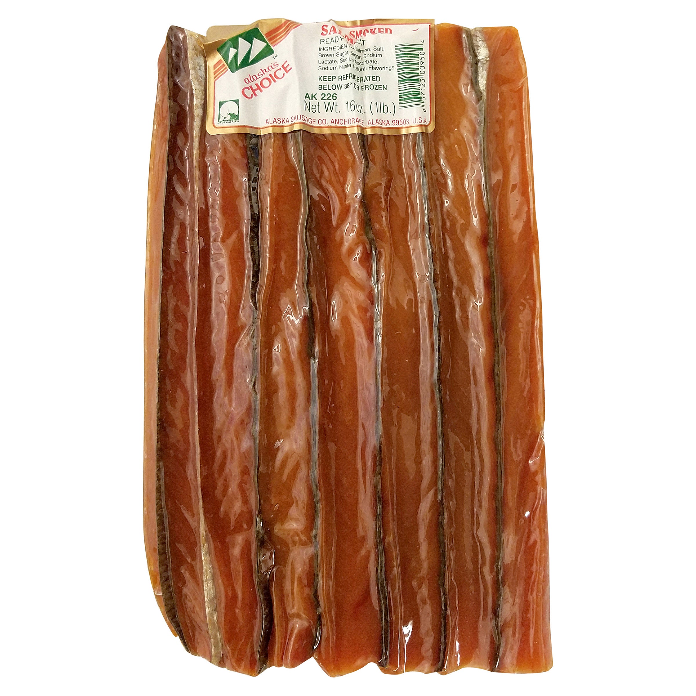 ALASKA SAUSAGE CO. SMOKED SALMON STRIPS 16 OZ