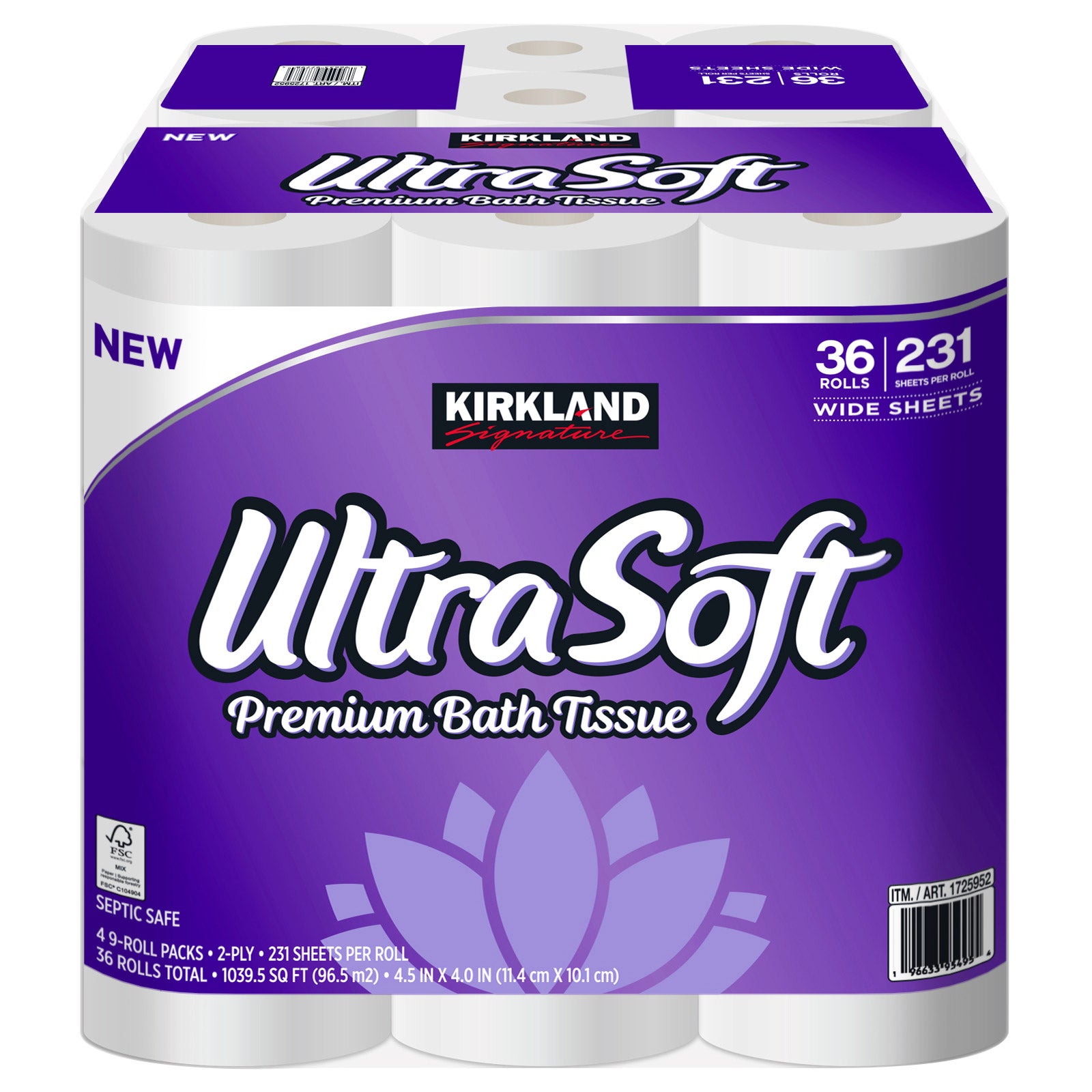 KIRKLAND SIGNATURE ULTRA SOFT 1,039 SQFT 36/231 SHEET ROLLS