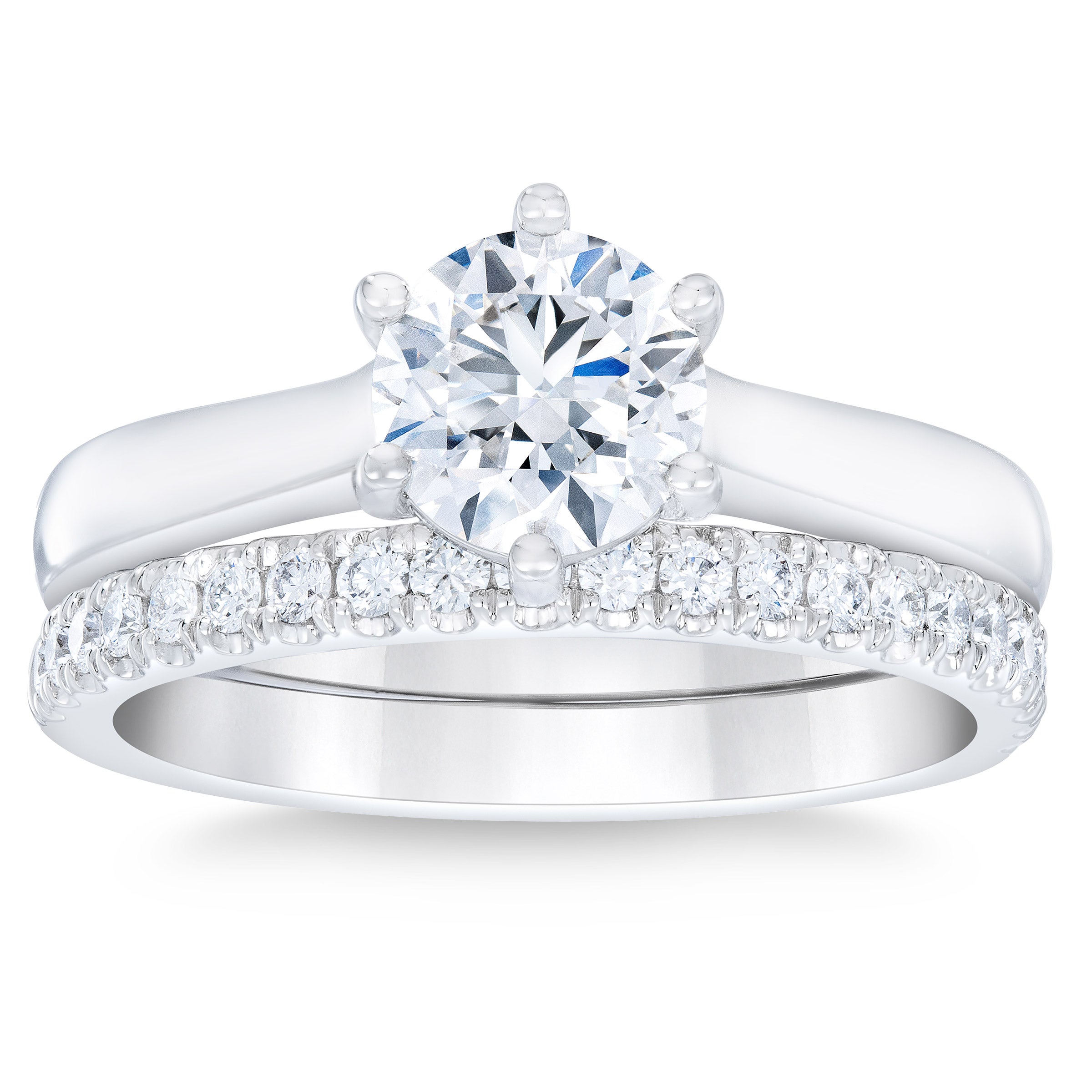 1.52CTW ROUND DIAMOND PLATINUM WEDDING SET 1.20CT CENTER VS1 ¨G¨ - Image 1