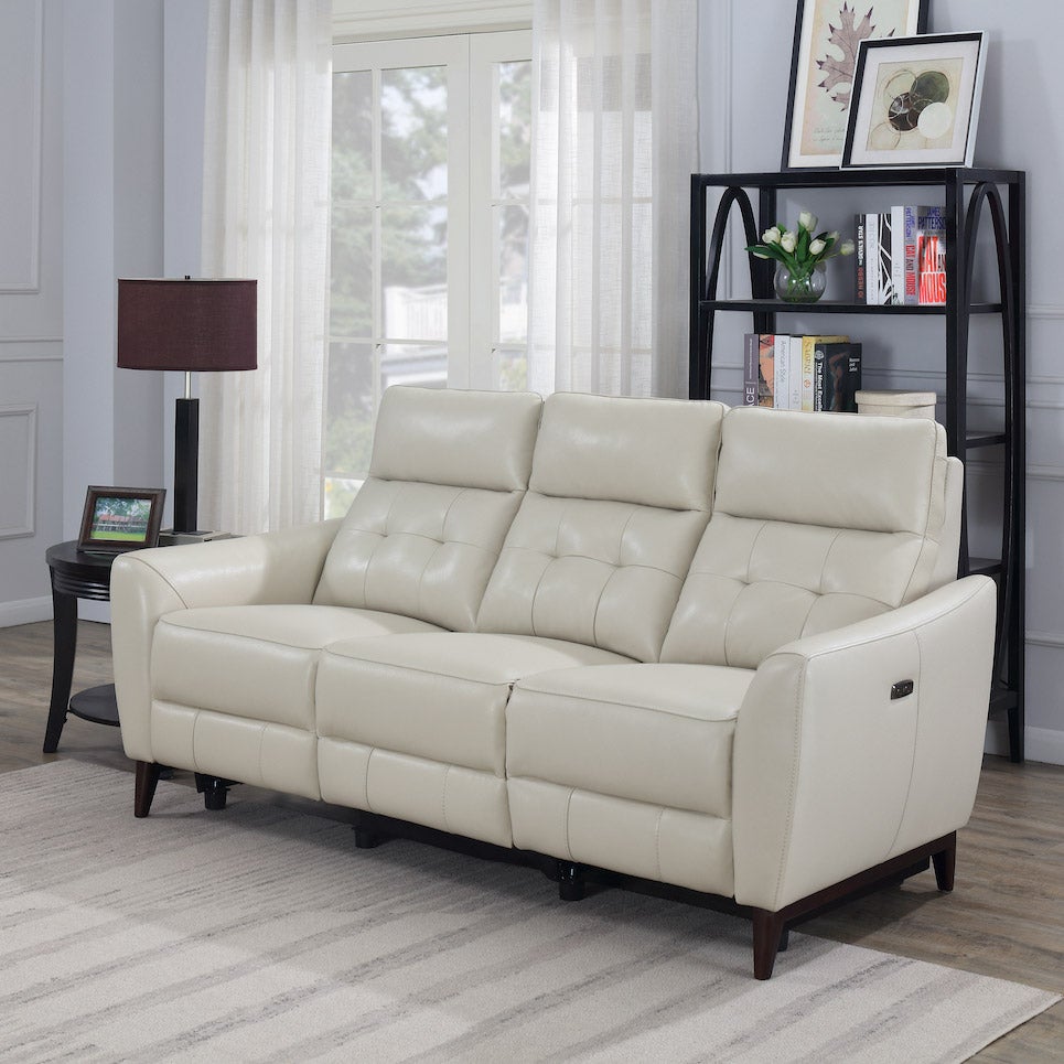 LEATHER RECLINING SOFA WITH POWER HEADREST