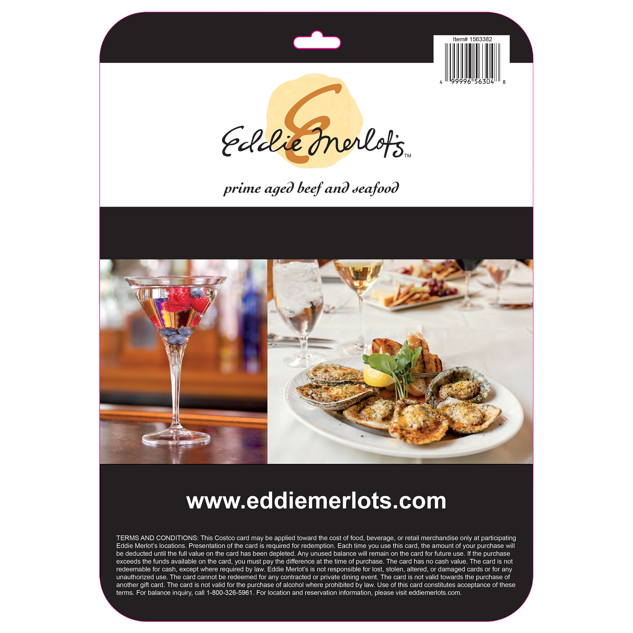 EDDIE MERLOT'S 2/$50 GIFT CARDS ITEM IS NON-REFUNDABLE - Image 1