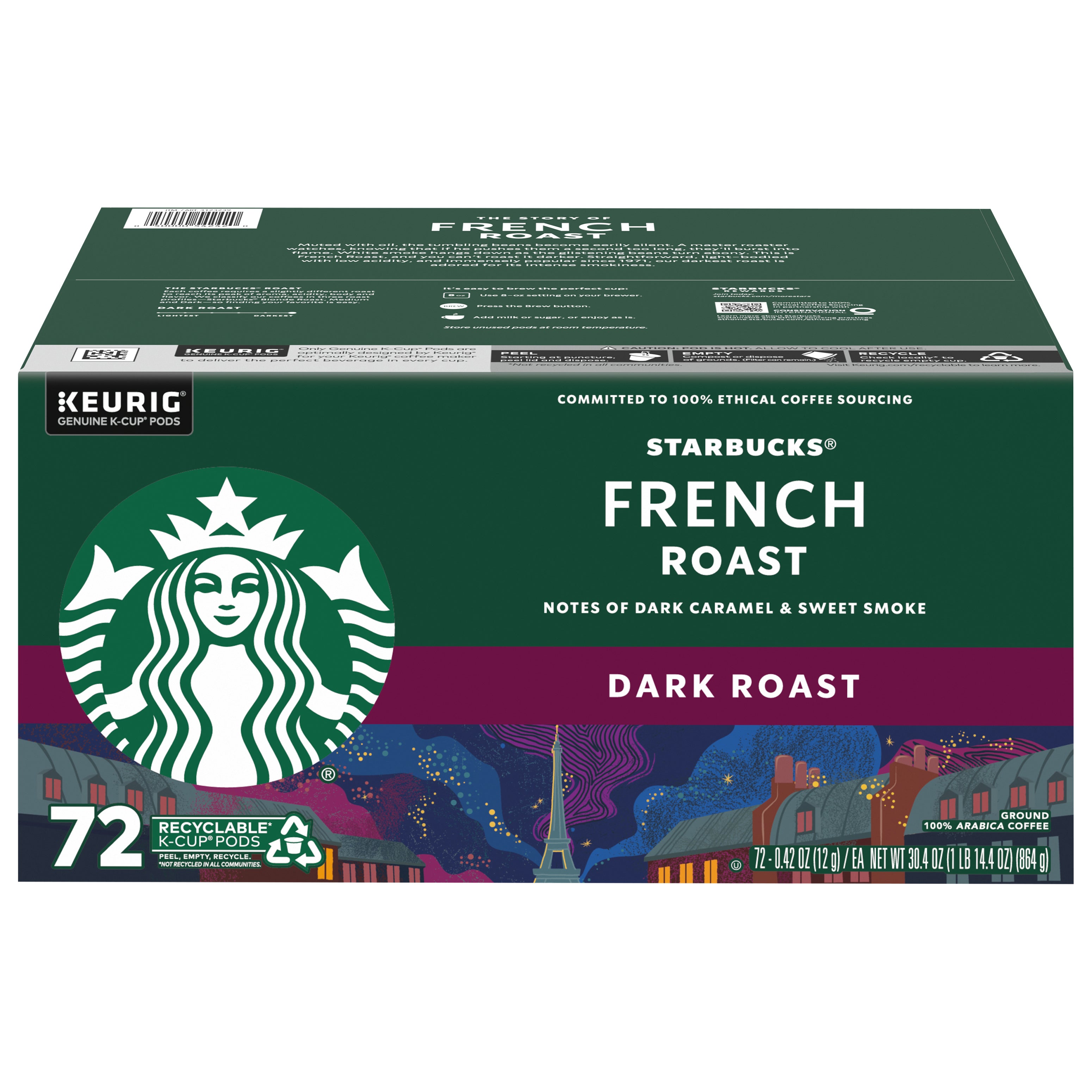 STARBUCKS FRENCH ROAST DARK ROAST 72 COUNT K-CUP PODS - Image 1