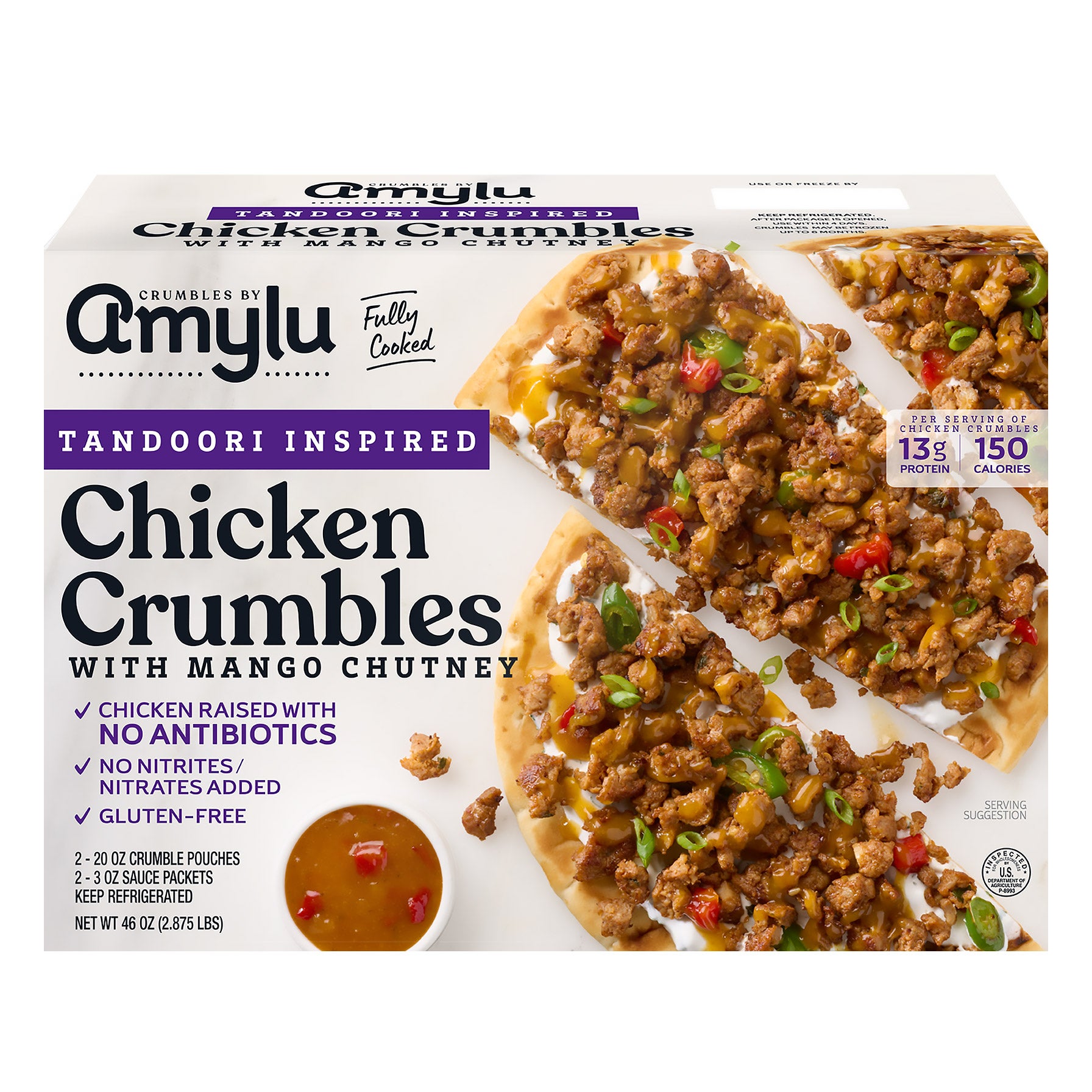 AMYLU TANDOORI CHICKEN CRUMBLE KIT 46 OZ (2.875 LBS) - Image 1