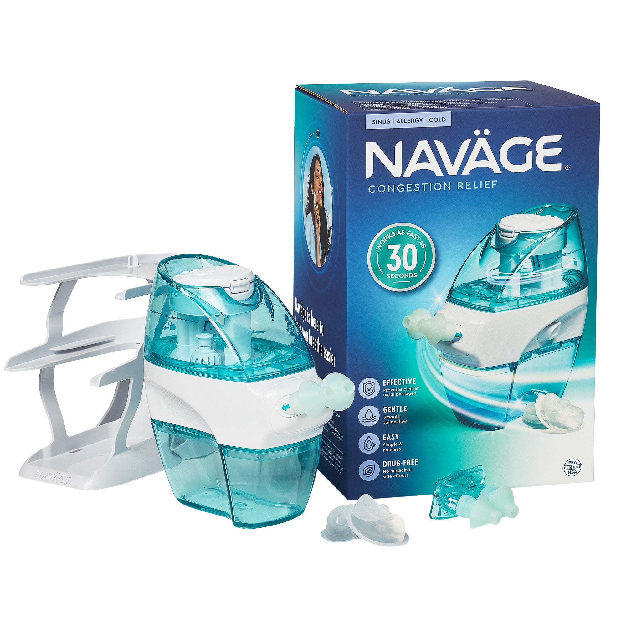 NAVAGE NASAL CARE KIT SALINE IRRIGATION WITH 90 ORIGINAL SALTPODS - Image 1