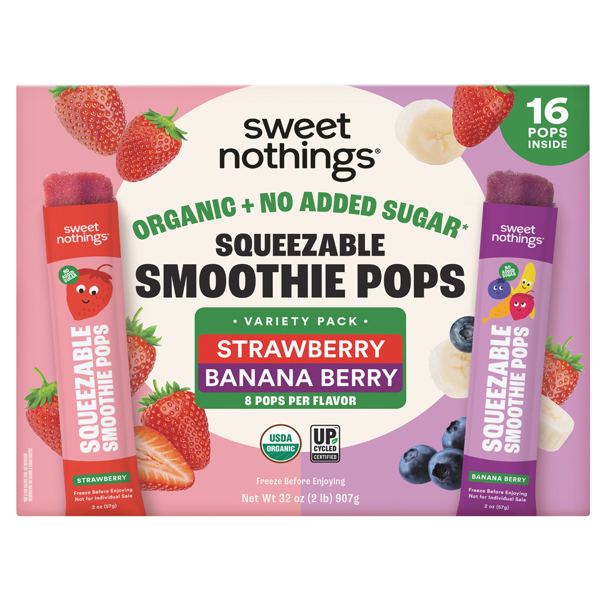 SWEET NOTHINGS ORGANIC SQUEEZABLE SMOOTHIE 32 OUNCE BOX - Image 1