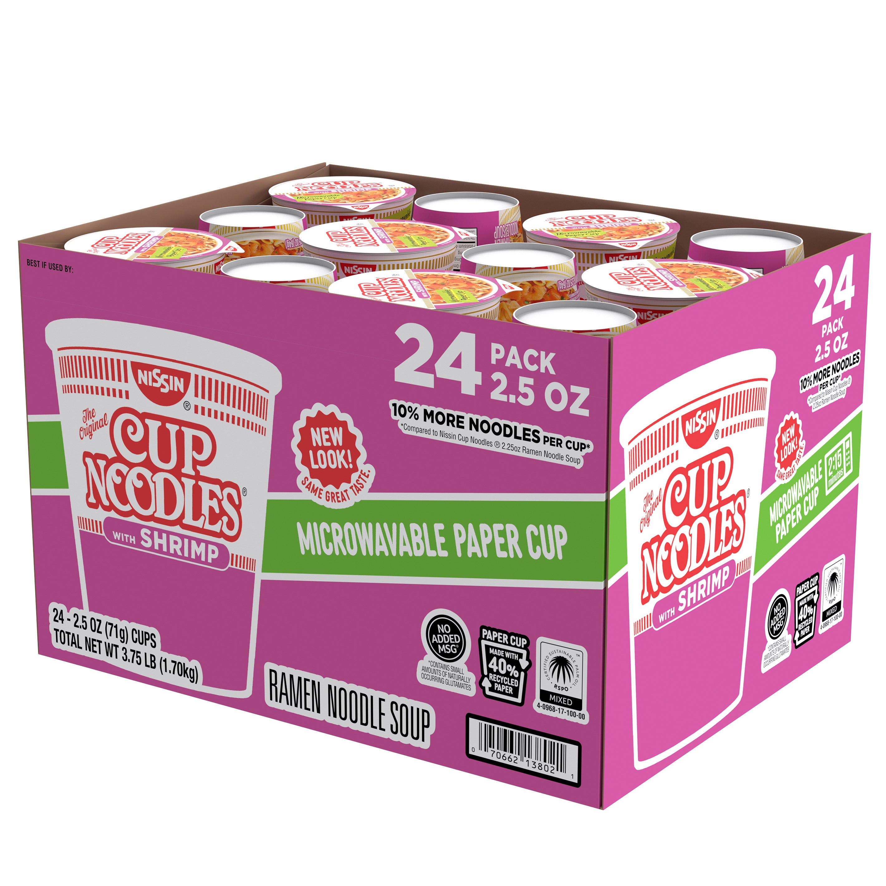 NISSIN CUP NOODLES SHRIMP FLAVOR 24 PACK 2.5 OUNCES EA - Image 1