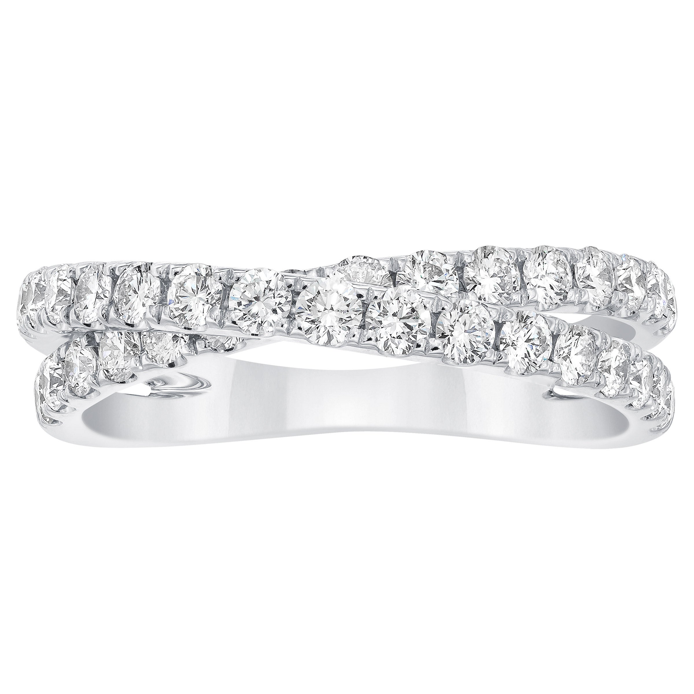 14K WHITE GOLD 0.90CTW VS2 I ROUND BRILLIANT DIAMOND BAND SIZE 8 - Image 1