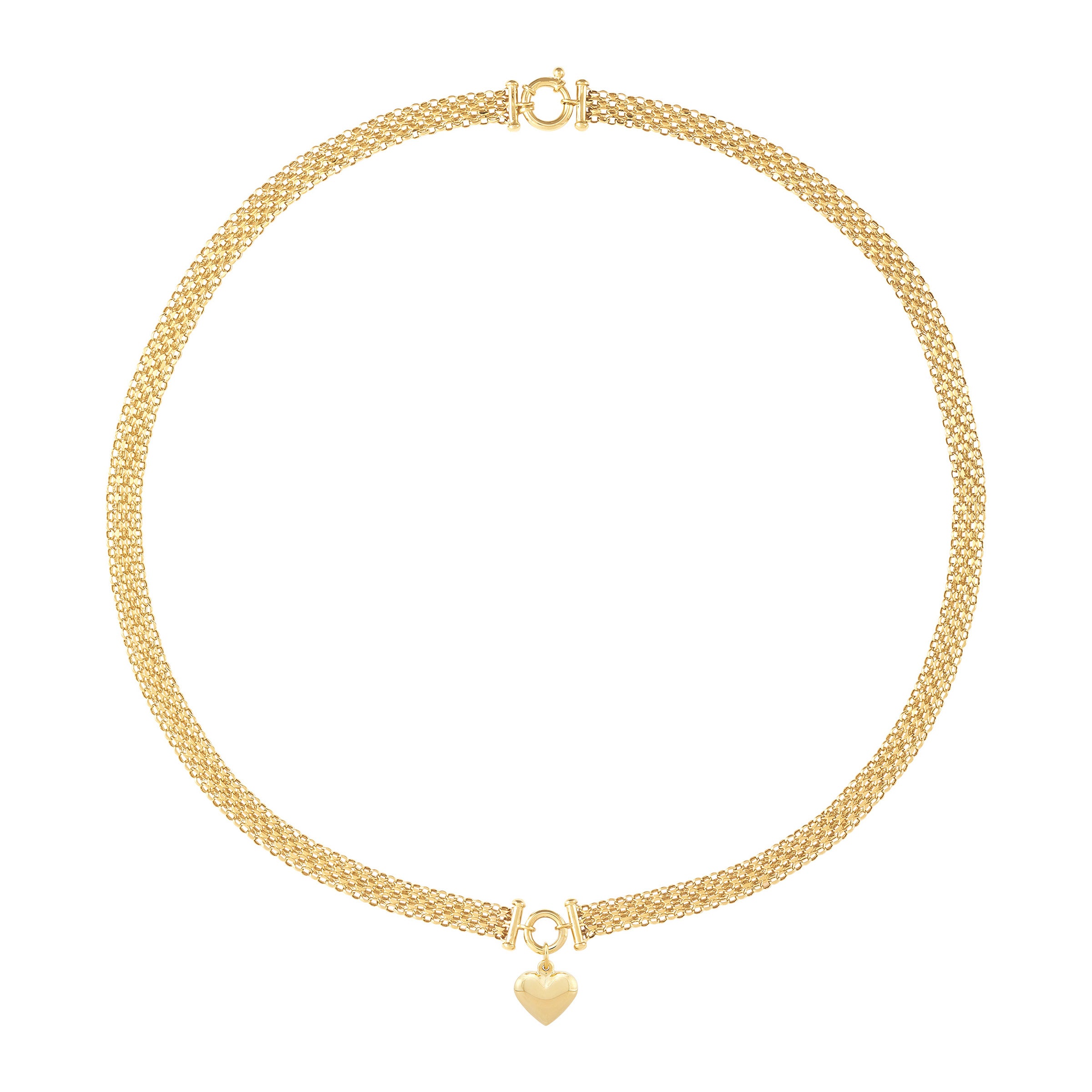 14KT YELLOW GOLD 18¨ BISMARK CHAIN WITH PUFFED HEART - Image 1