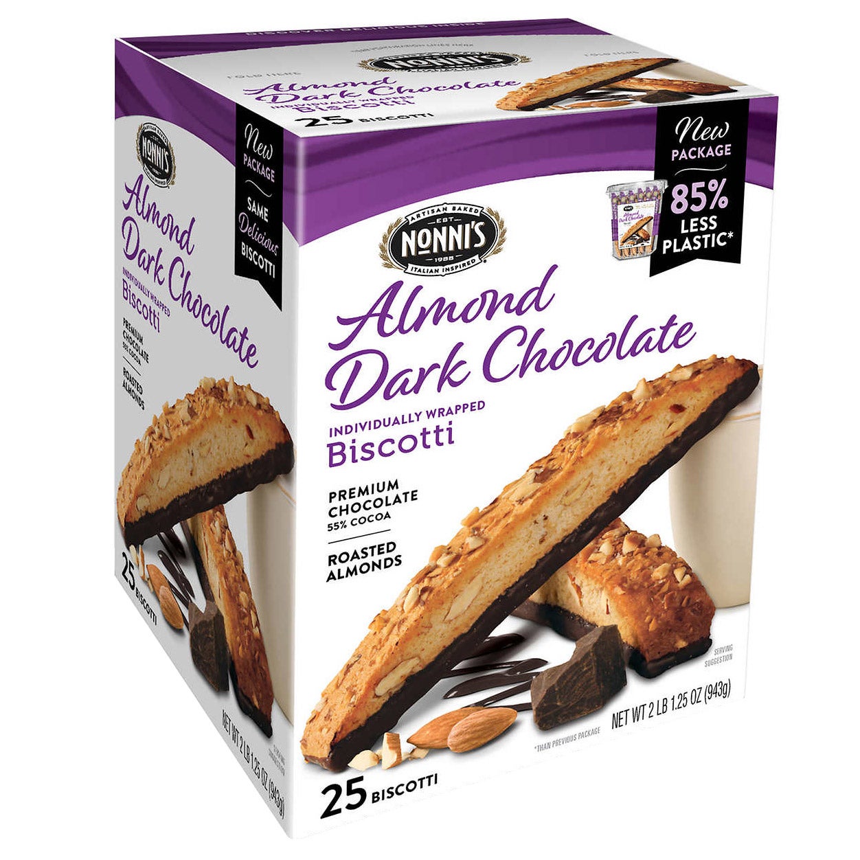 NONNI'S ALMOND DARK CHOCOLATE BISCOTTI 25 CT - Image 1