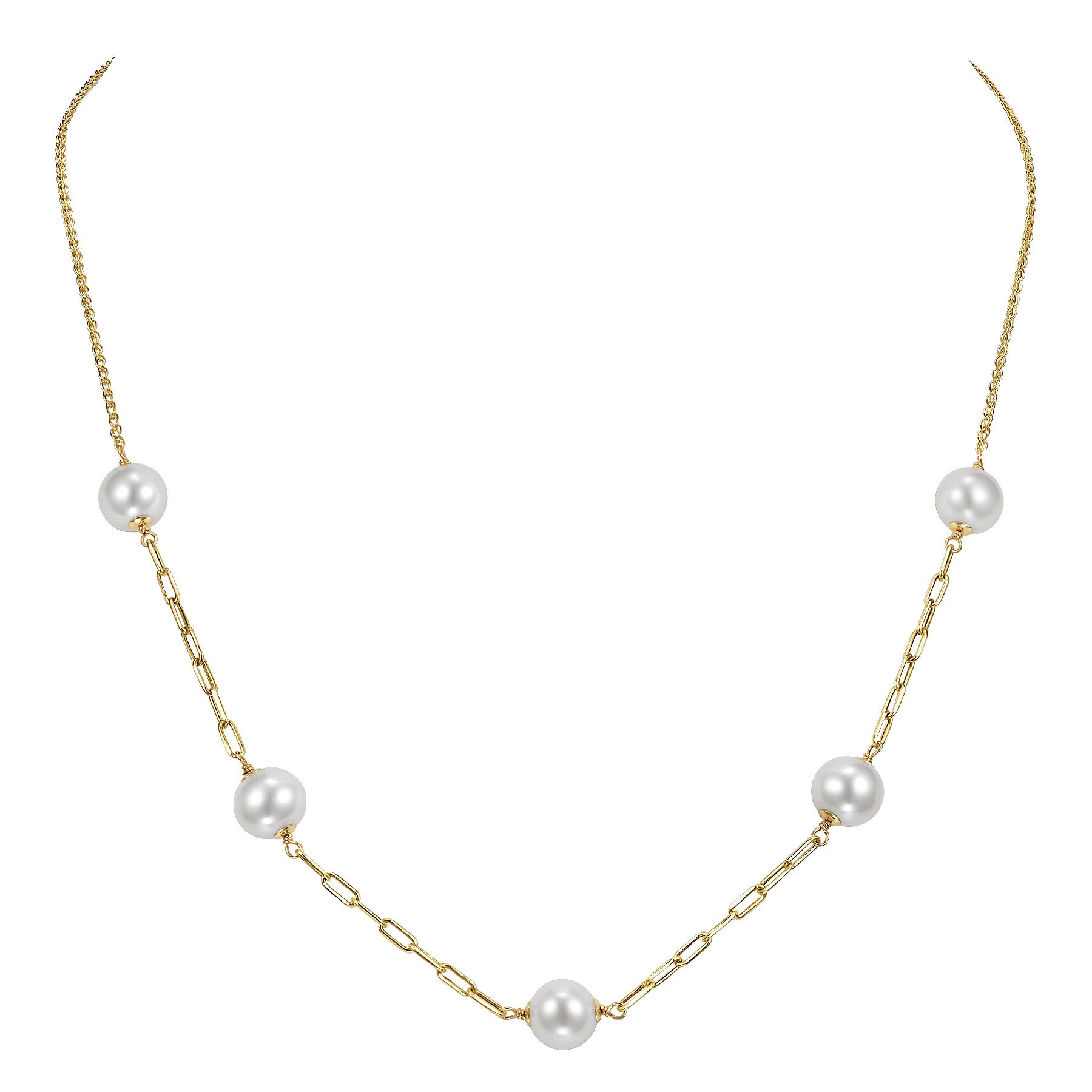 8-8.5MM FRESHWATER CULTURED PEARL 14KT YELLOW GOLD NECKLACE - Image 1