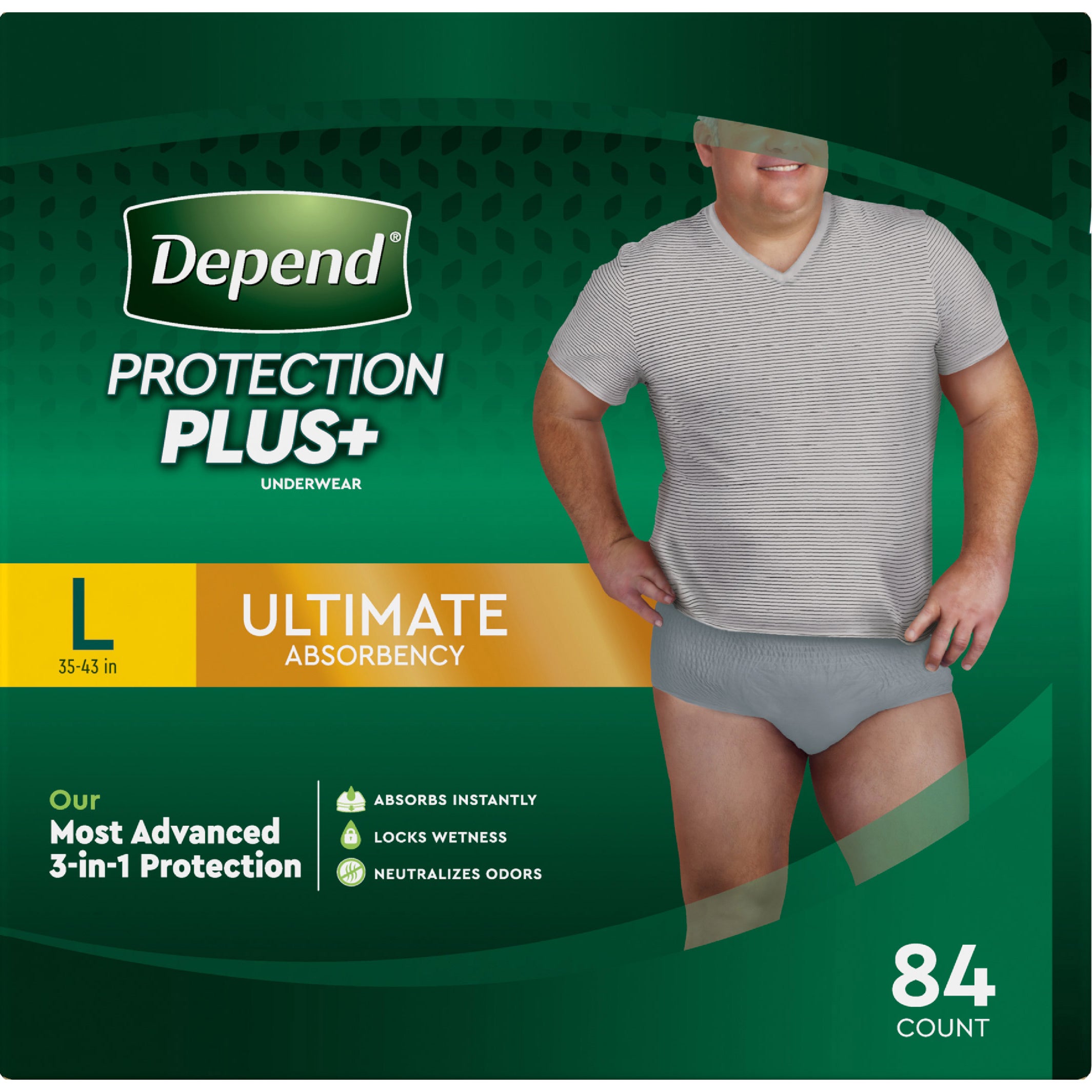 DEPEND ULTIMATE UNDERWEAR MENS LARGE 84 CT