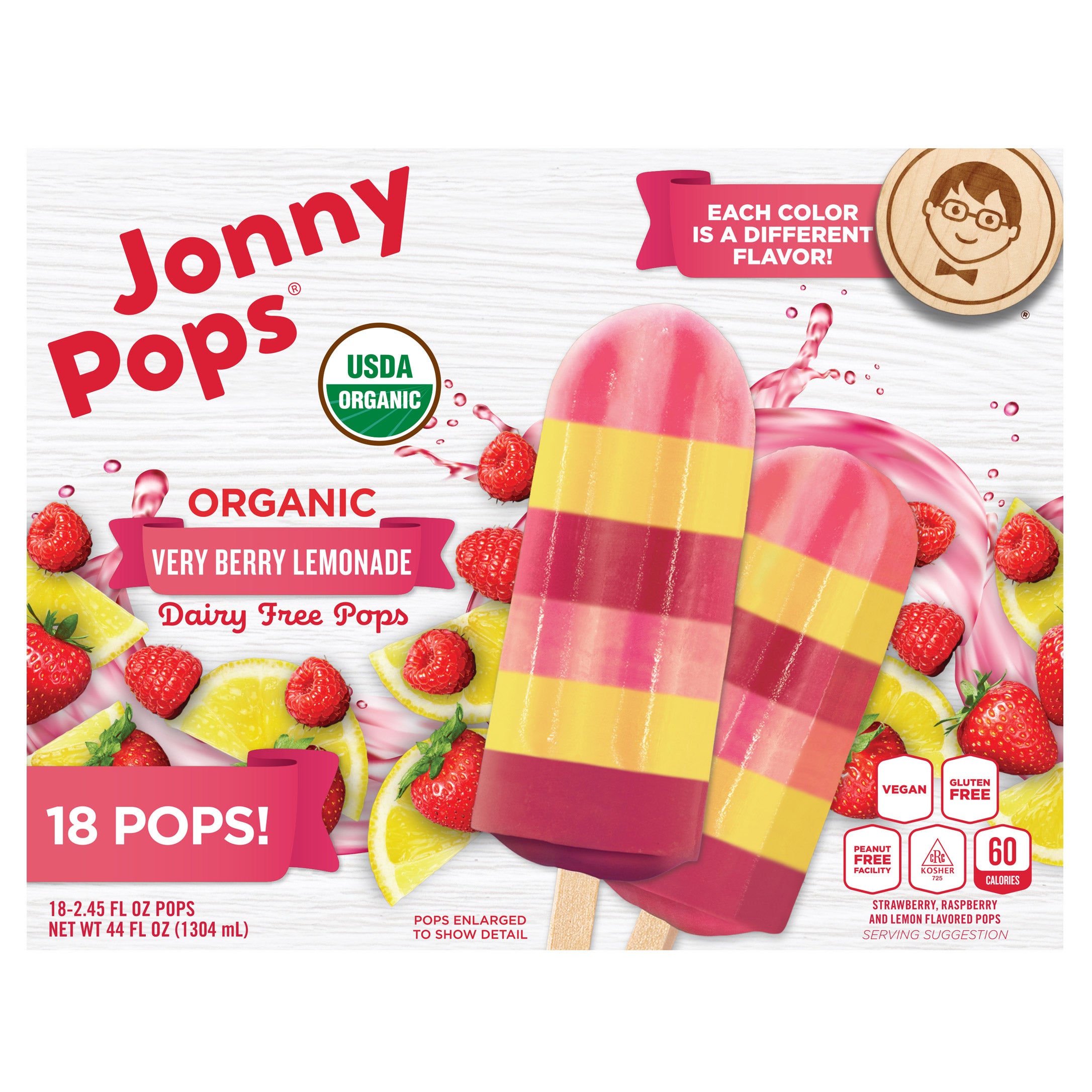 JONNYPOP ORGANIC BERRY LEMONADE 18 COUNT BOX