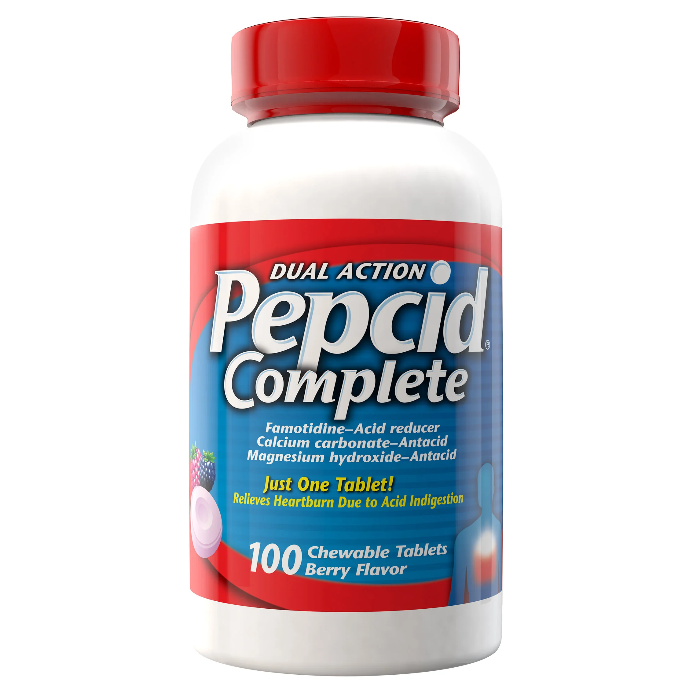 PEPCID COMPLETE DUAL ACTION BERRY CHEWABLES 100 TABLETS - Image 1