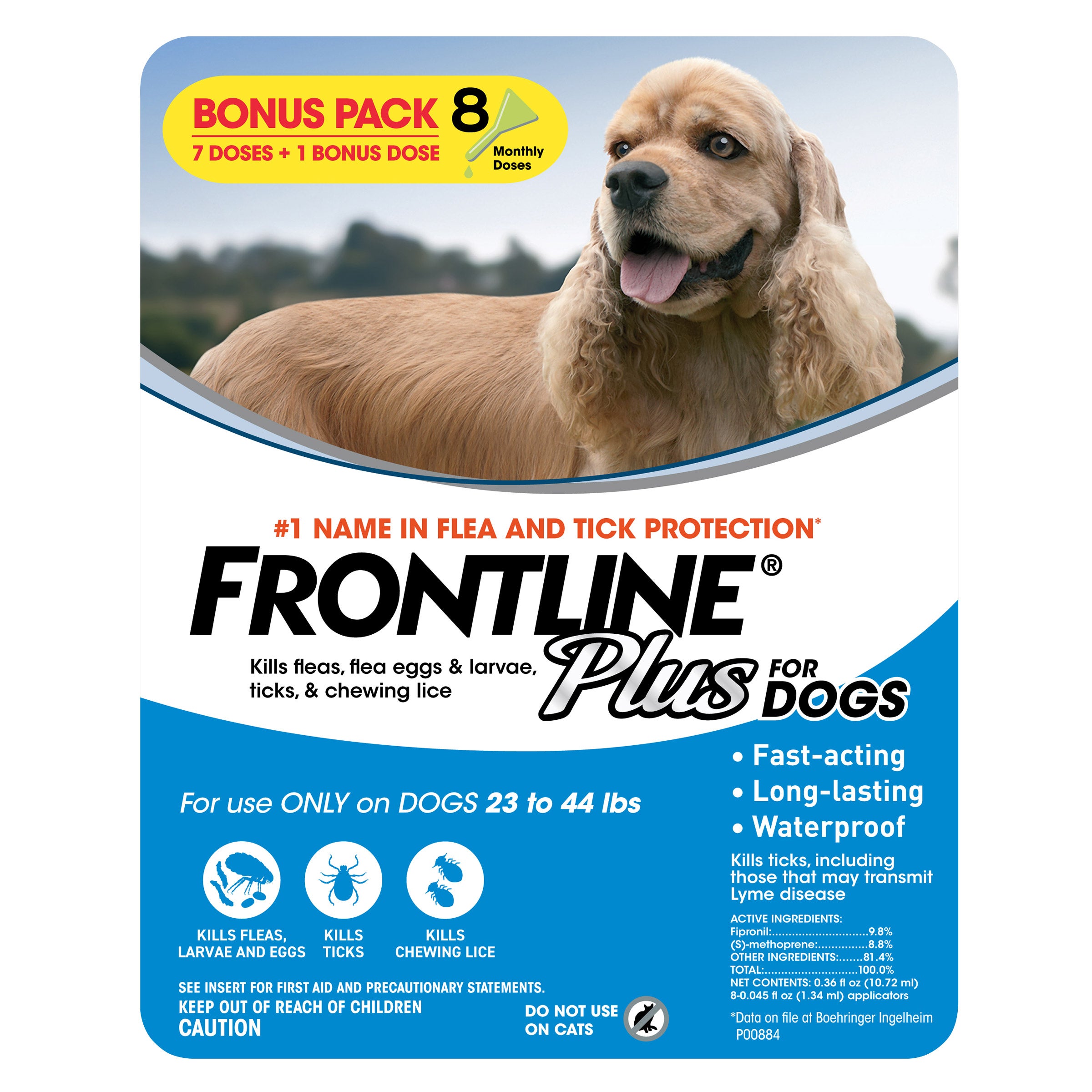 FRONTLINE PLUS FOR DOGS 23 TO 44 LBS 8 MONTH SUPPLY