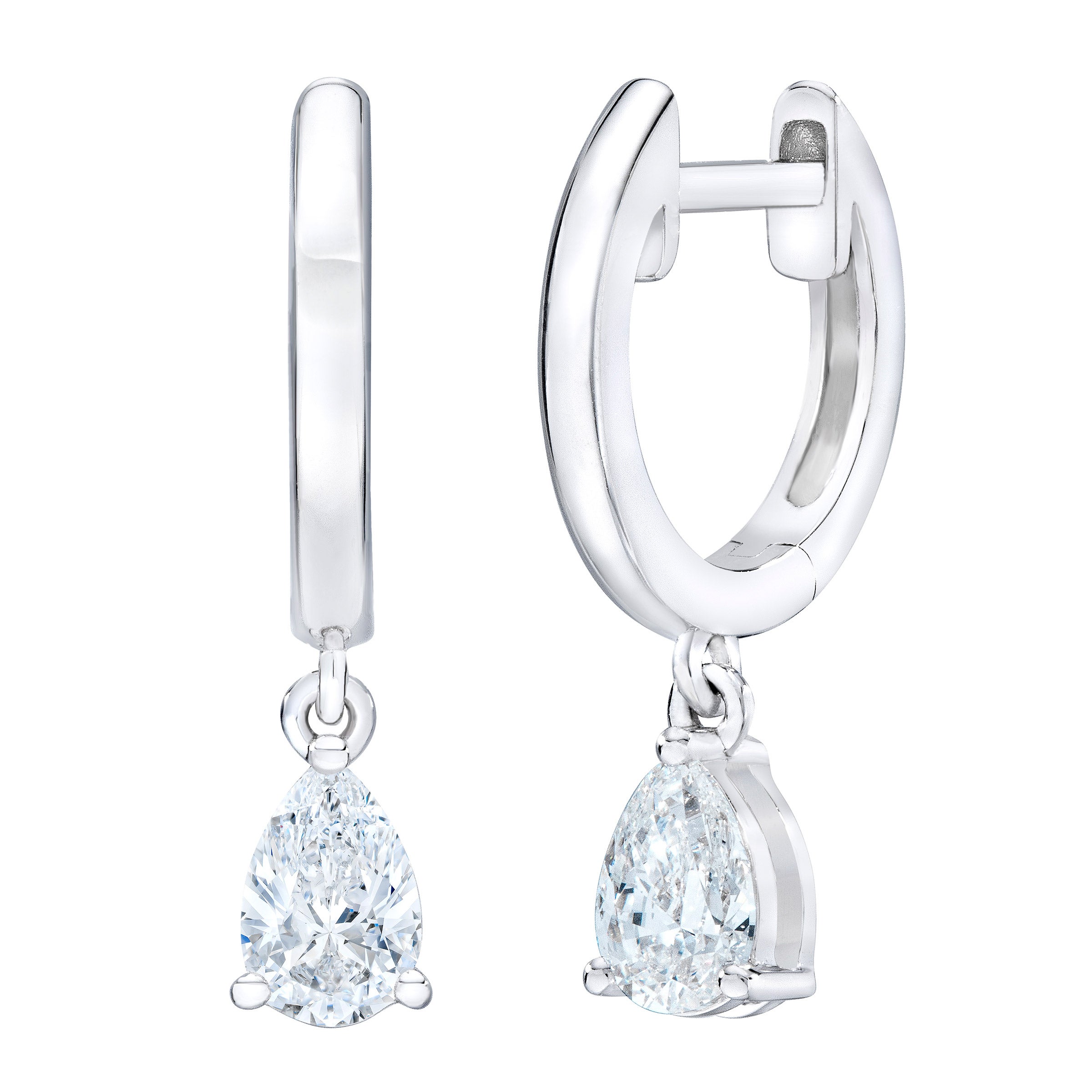 14KT WHITE GOLD VS2 H 0.46CTW PEAR SHAPE DIAMOND HOOP EARRINGS - Image 1