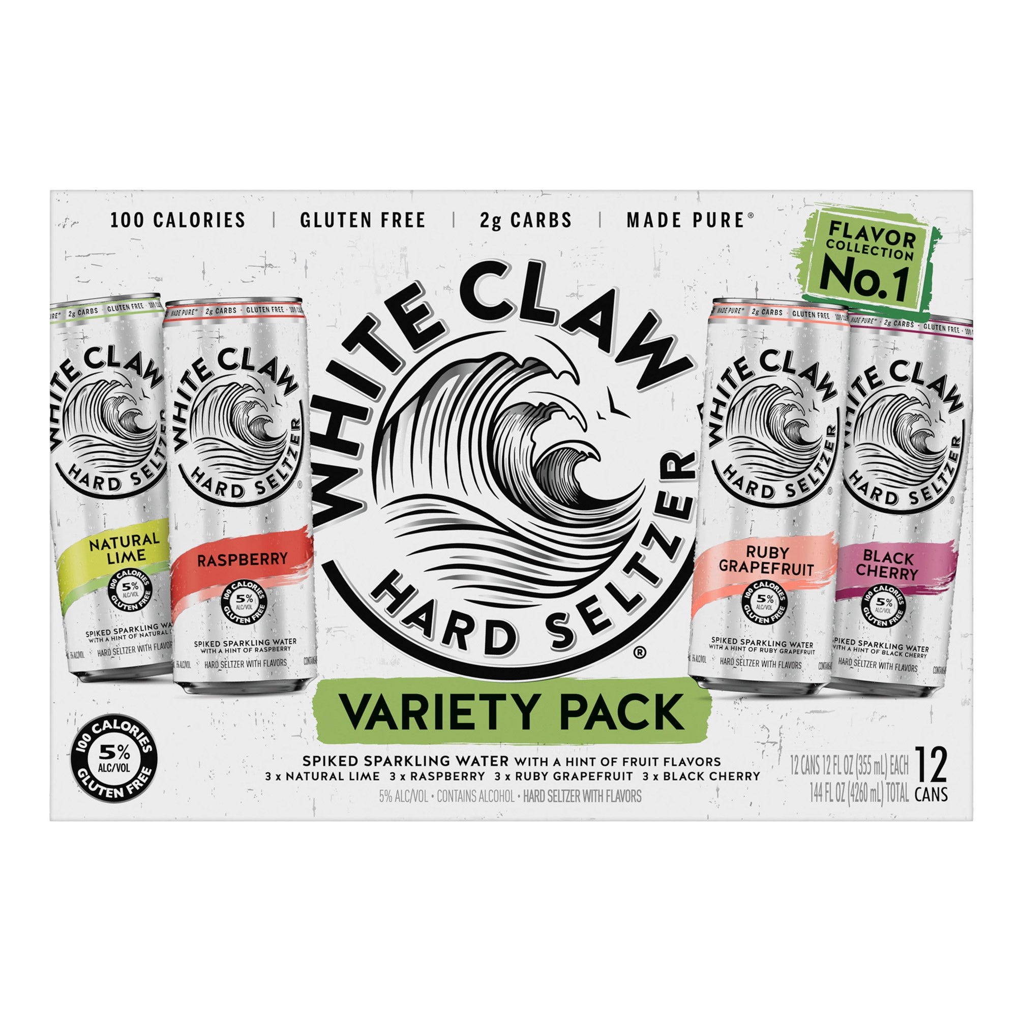 WHITE CLAW HARD SELTZER VARIETY CONTAINS ALCOHOL 12PK