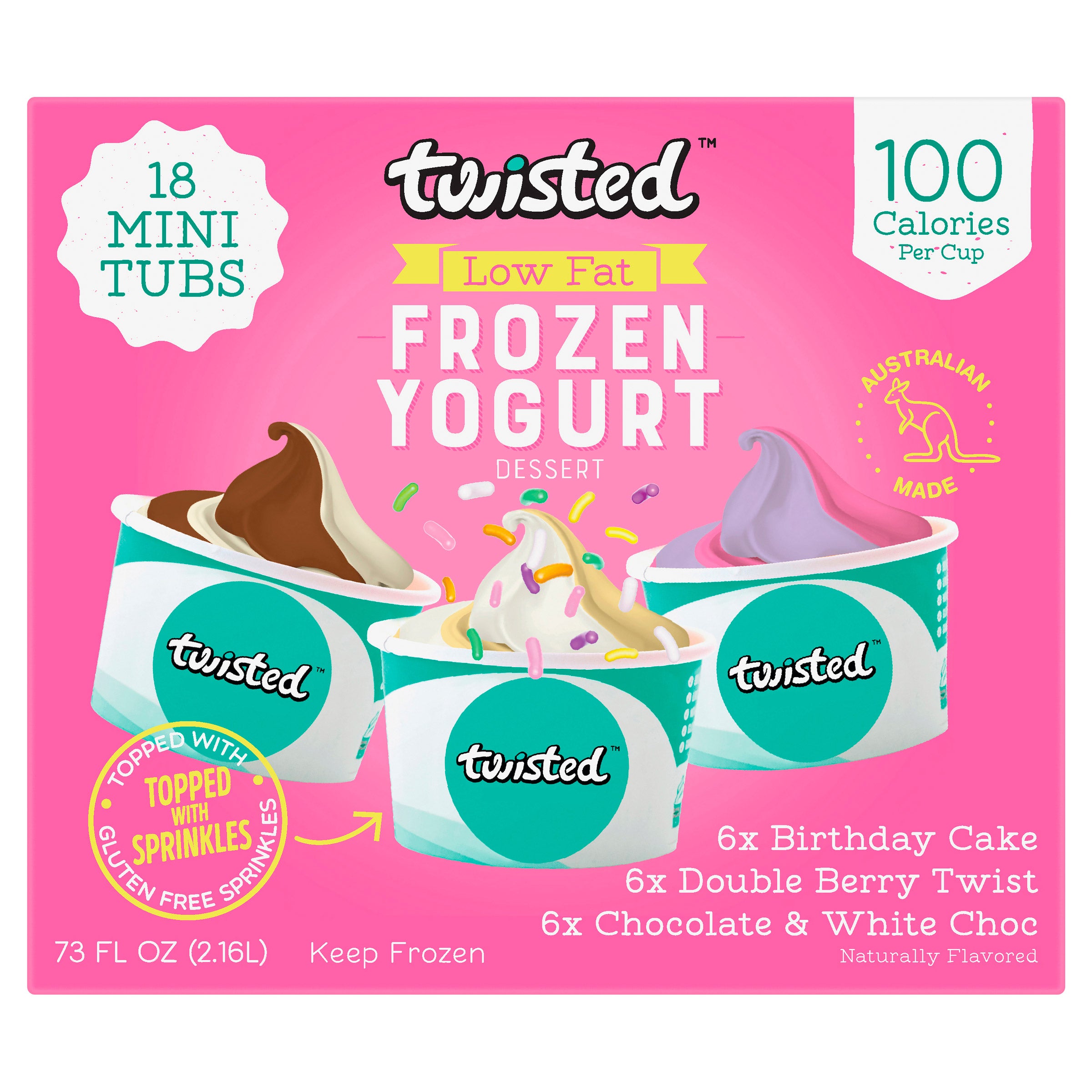 TWISTED FROZEN YOGURT B'DAY CAKE 18 CT