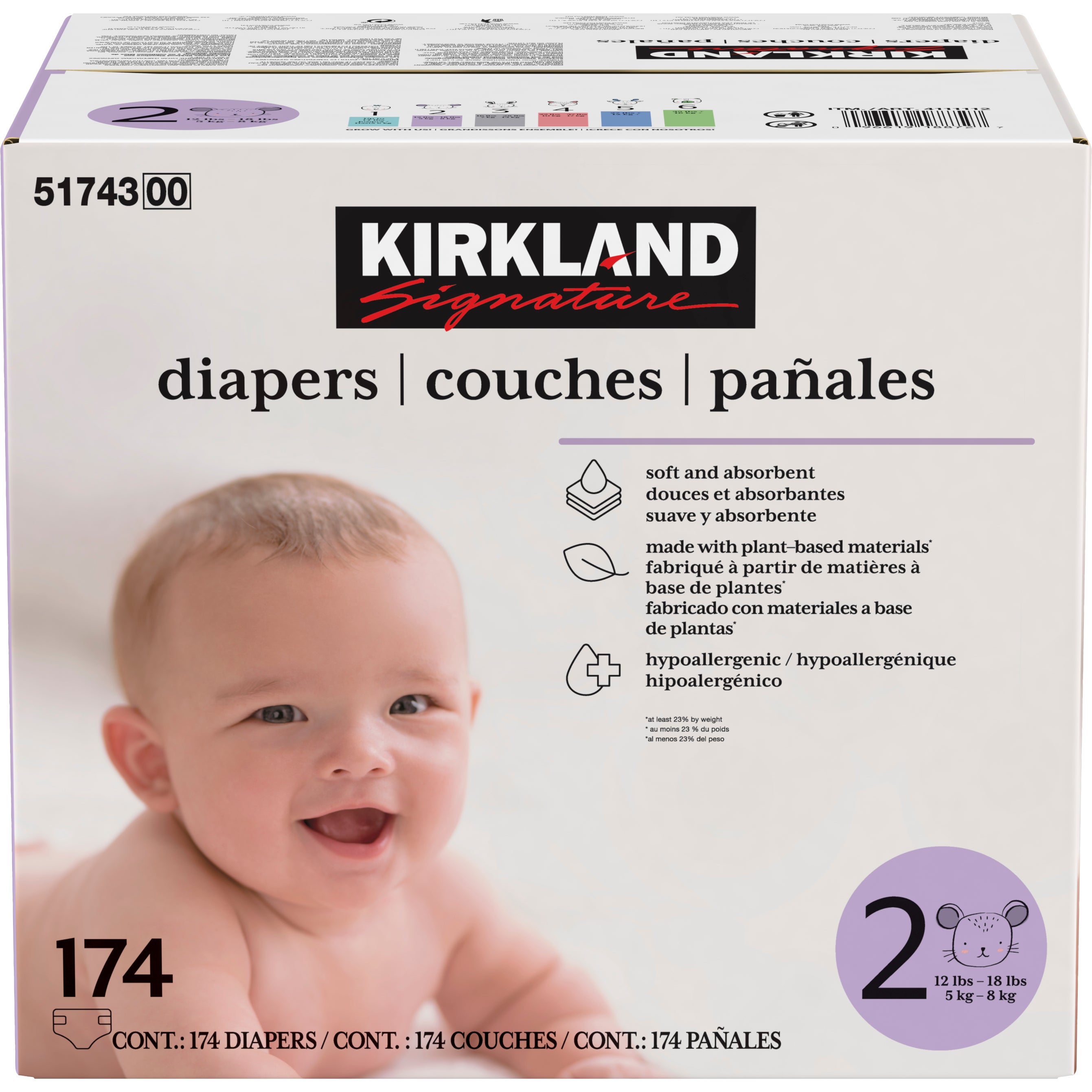 KIRKLAND SIGNATURE DIAPERS SIZE 2 174 CT