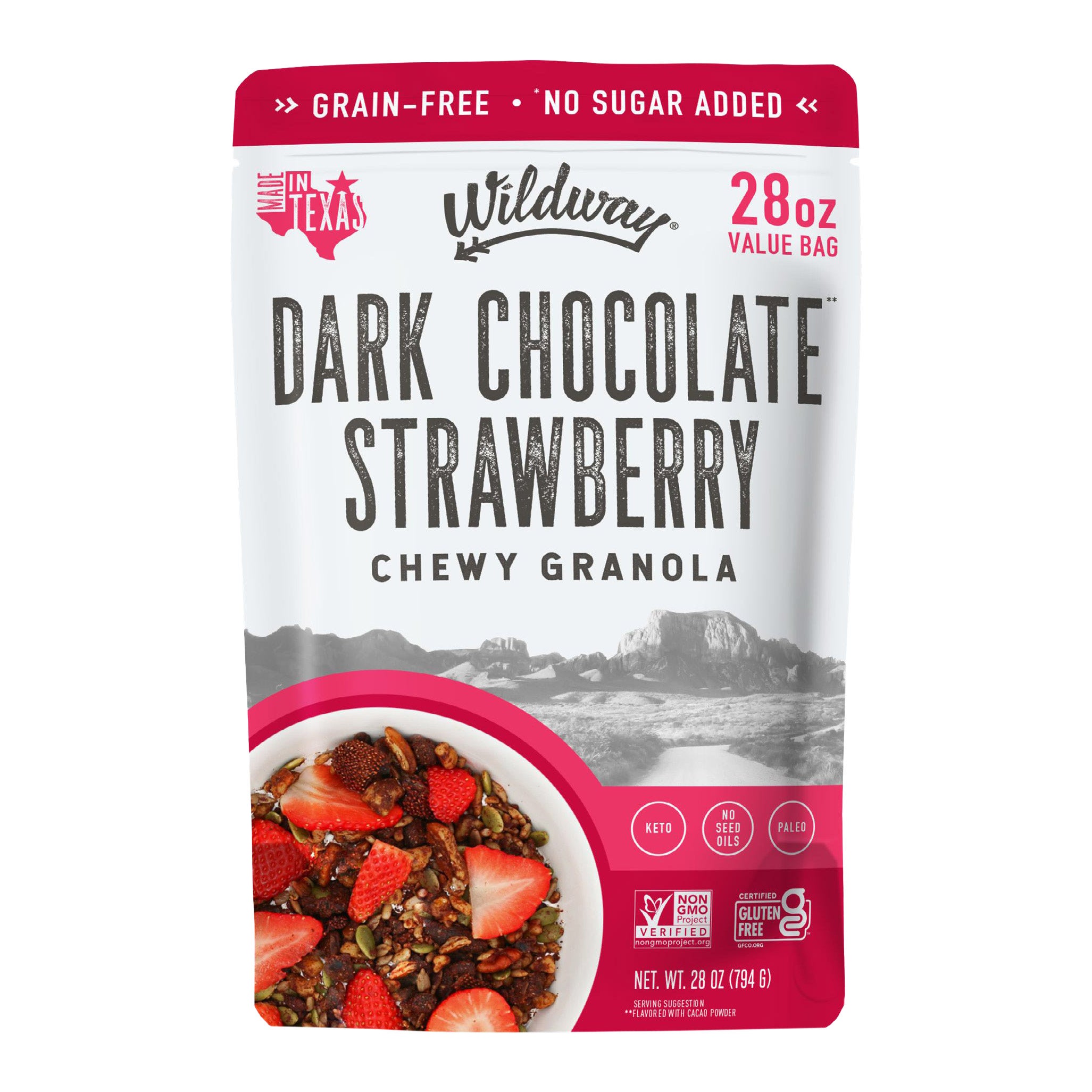 WILDWAY DARK CHOCOLATE STRAWBERRY GRANOLA 28 OZ - Image 1