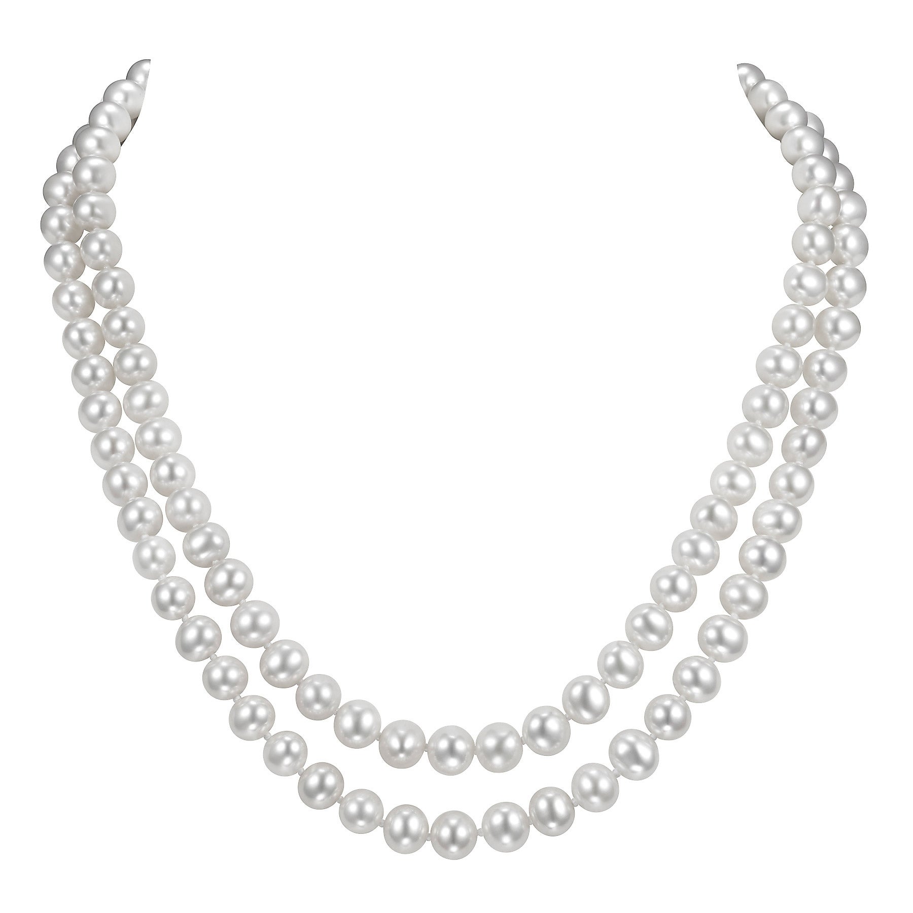 14KT WHITE GOLD FRESHWATER CULTURED PEARL DOUBLE STRAND - Image 1