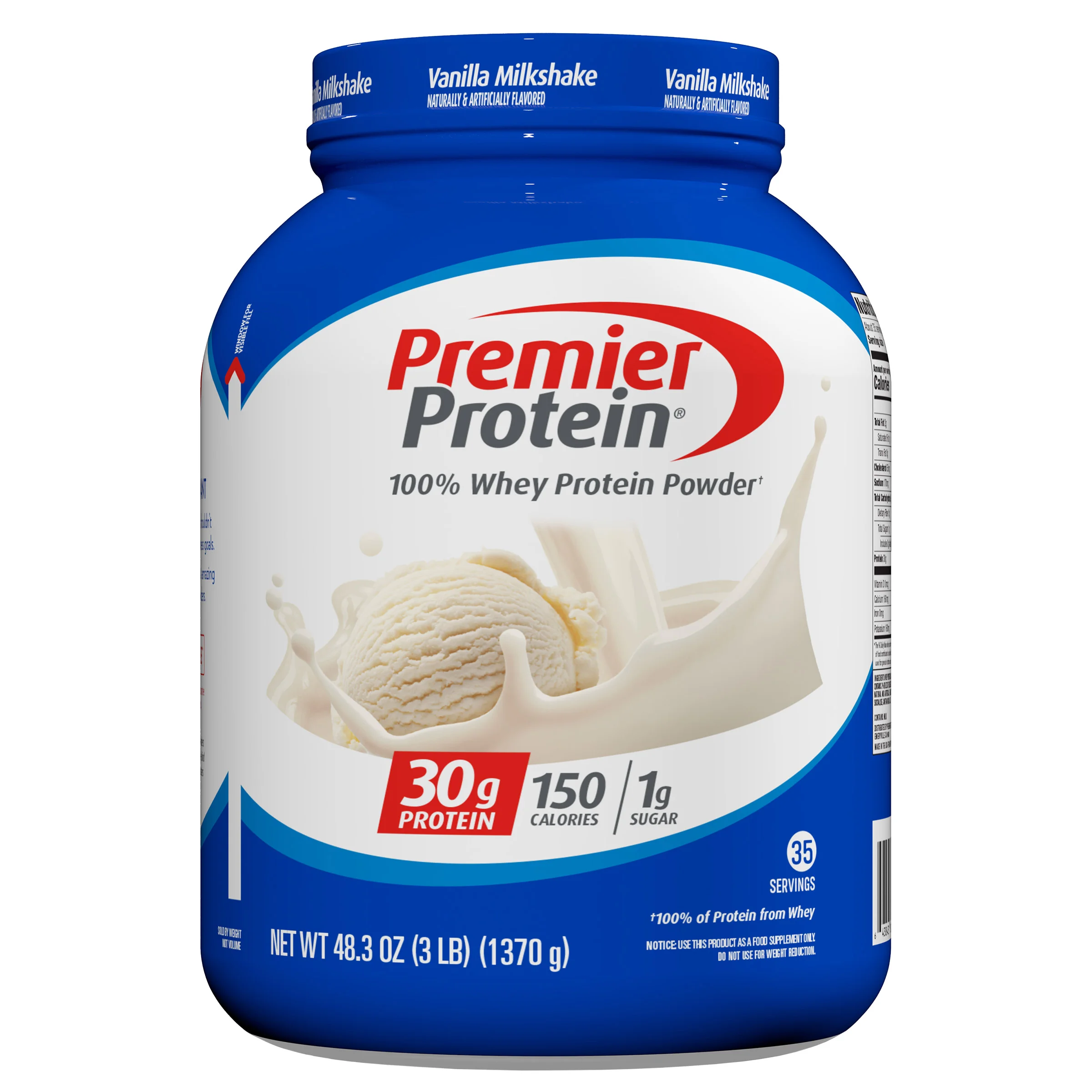 PREMIER PROTEIN POWDER VANILLA, 3LBS 35 SERVE, 30G PROTEIN - Image 1