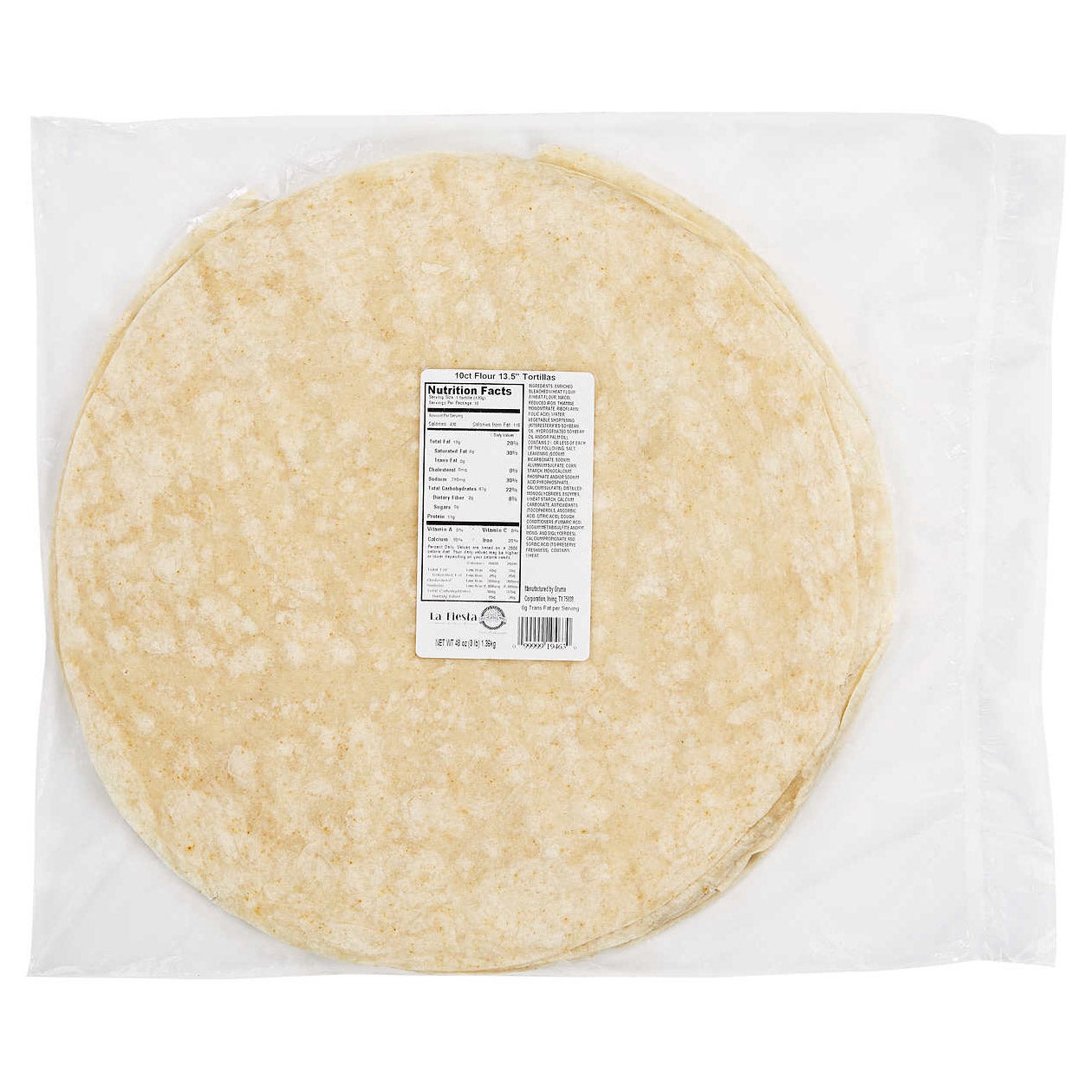 LA FIESTA 13.5¨ FLOUR TORTILLA 10 CT/48 OZ