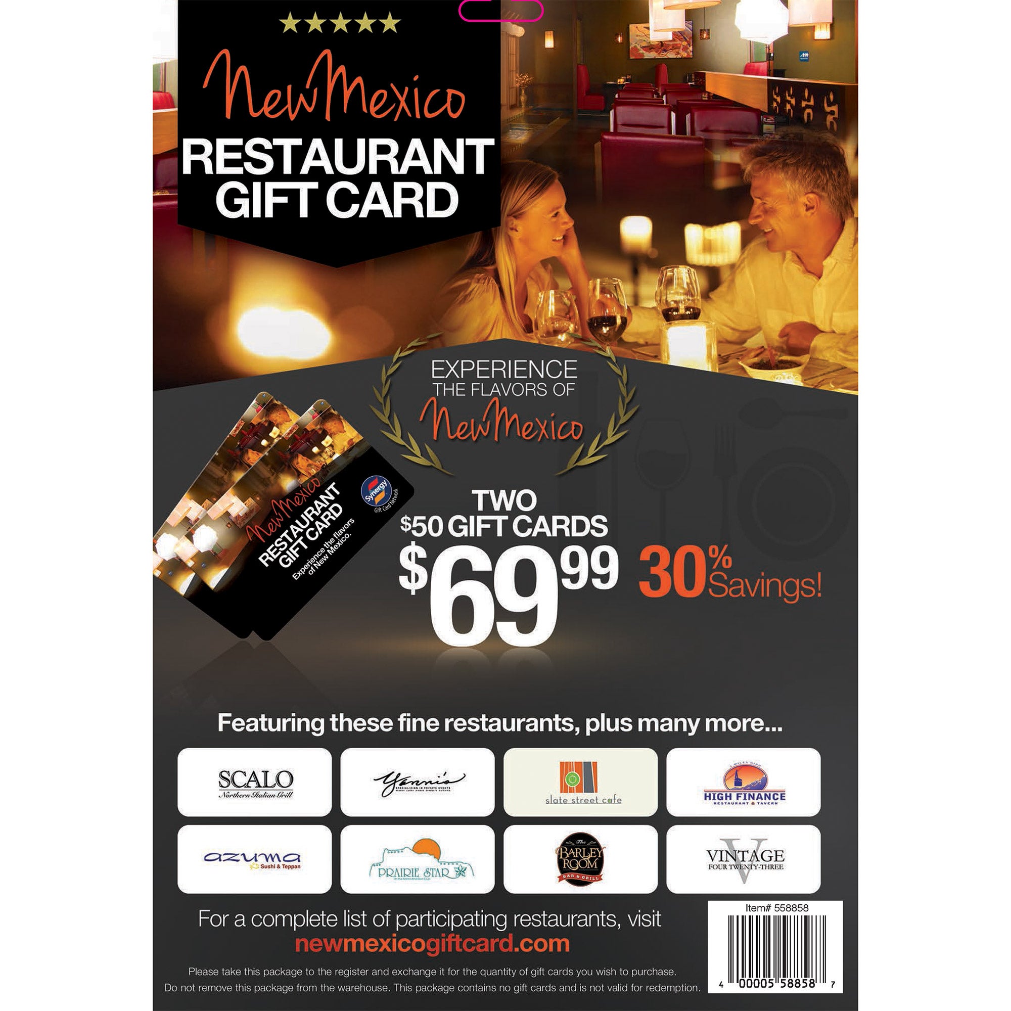 NEW MEXICO RESTAURANT 2/$50 GIFT CARDS ITEM IS NON-REFUNDABLE - Image 1