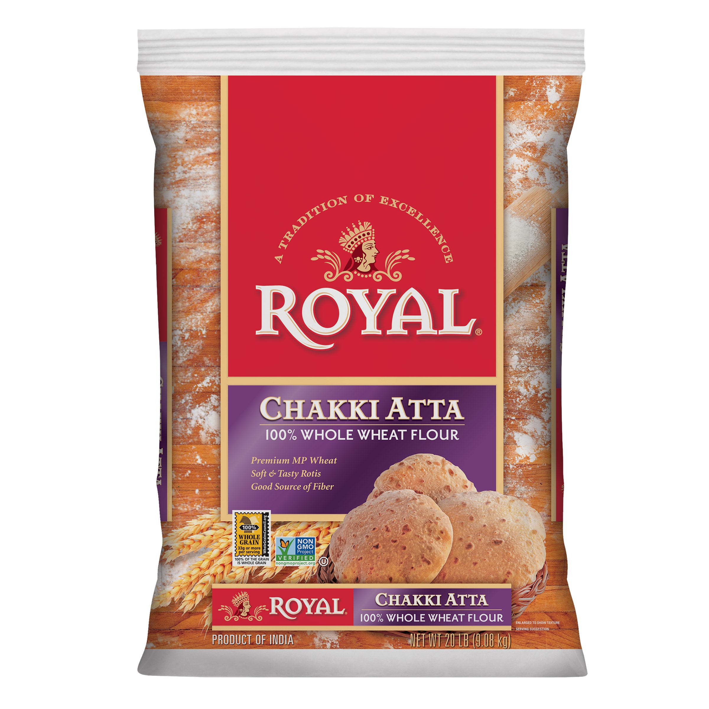 ROYAL CHAKKI ATTA 100% WHOLE WHEAT FLOUR 20 LBS - Image 1