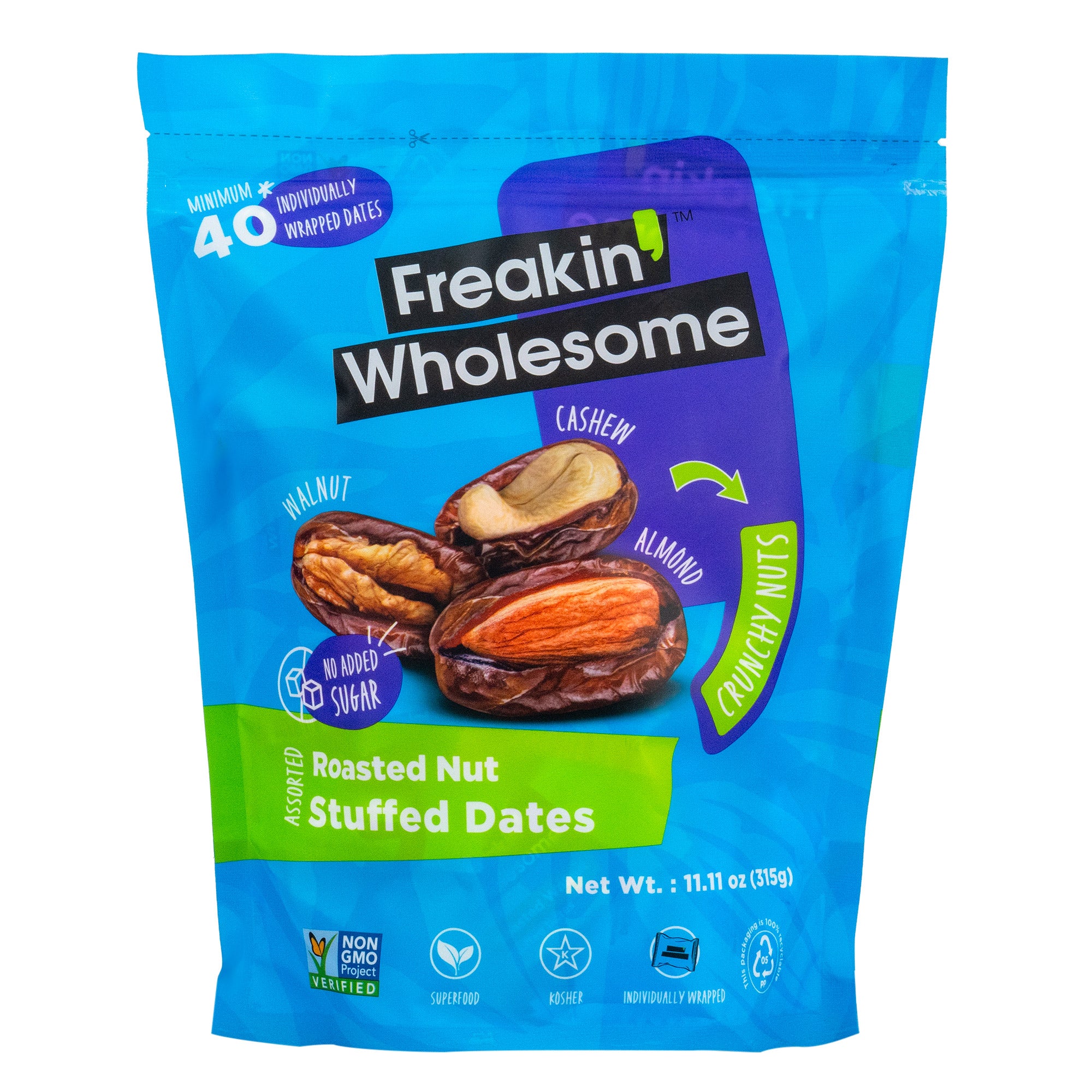 FREAKIN' WHOLESOME ASSORTED NUT-FILLED DATES 11.11 OZ - Image 1