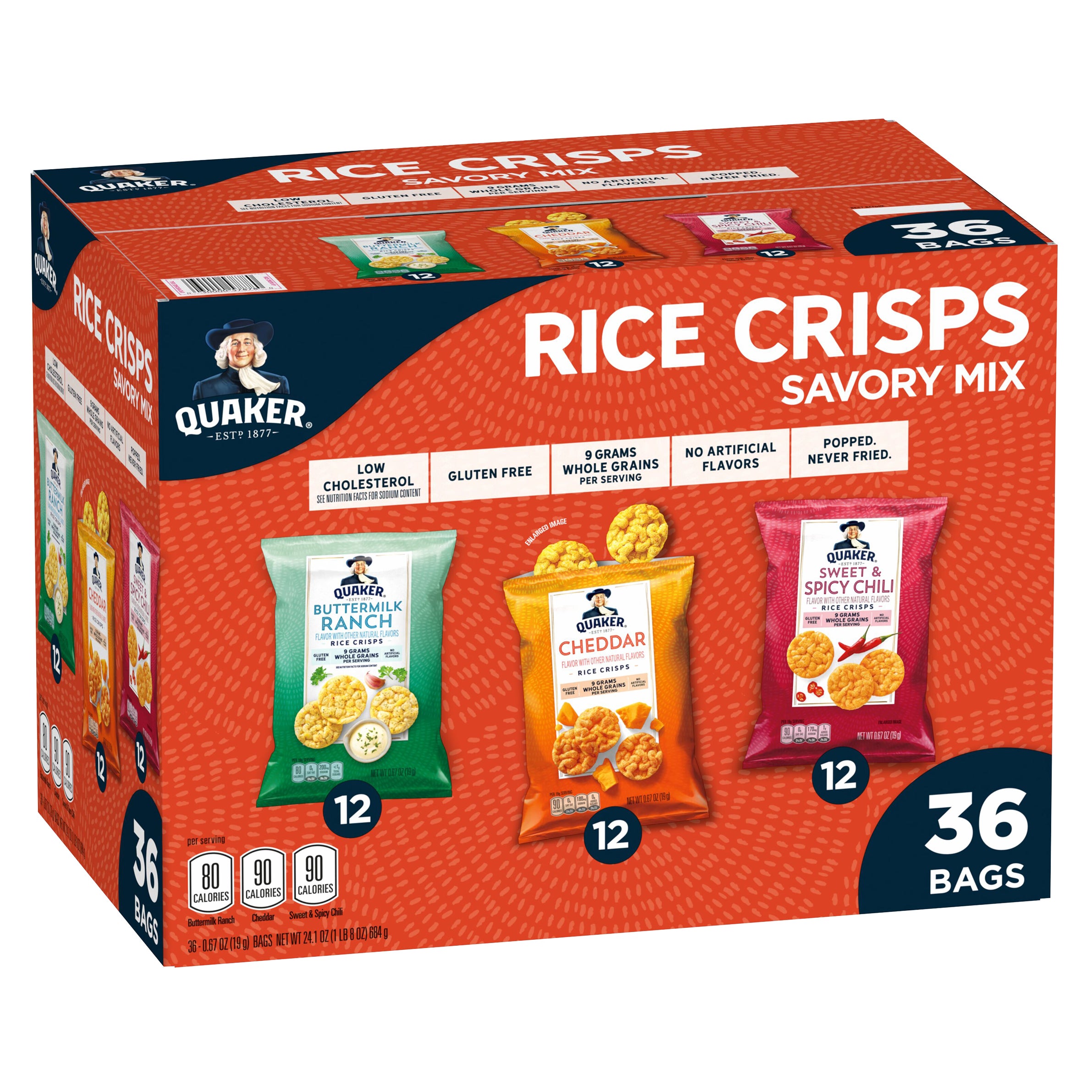 QUAKER RICE CRISPS VARIETY 36 CT