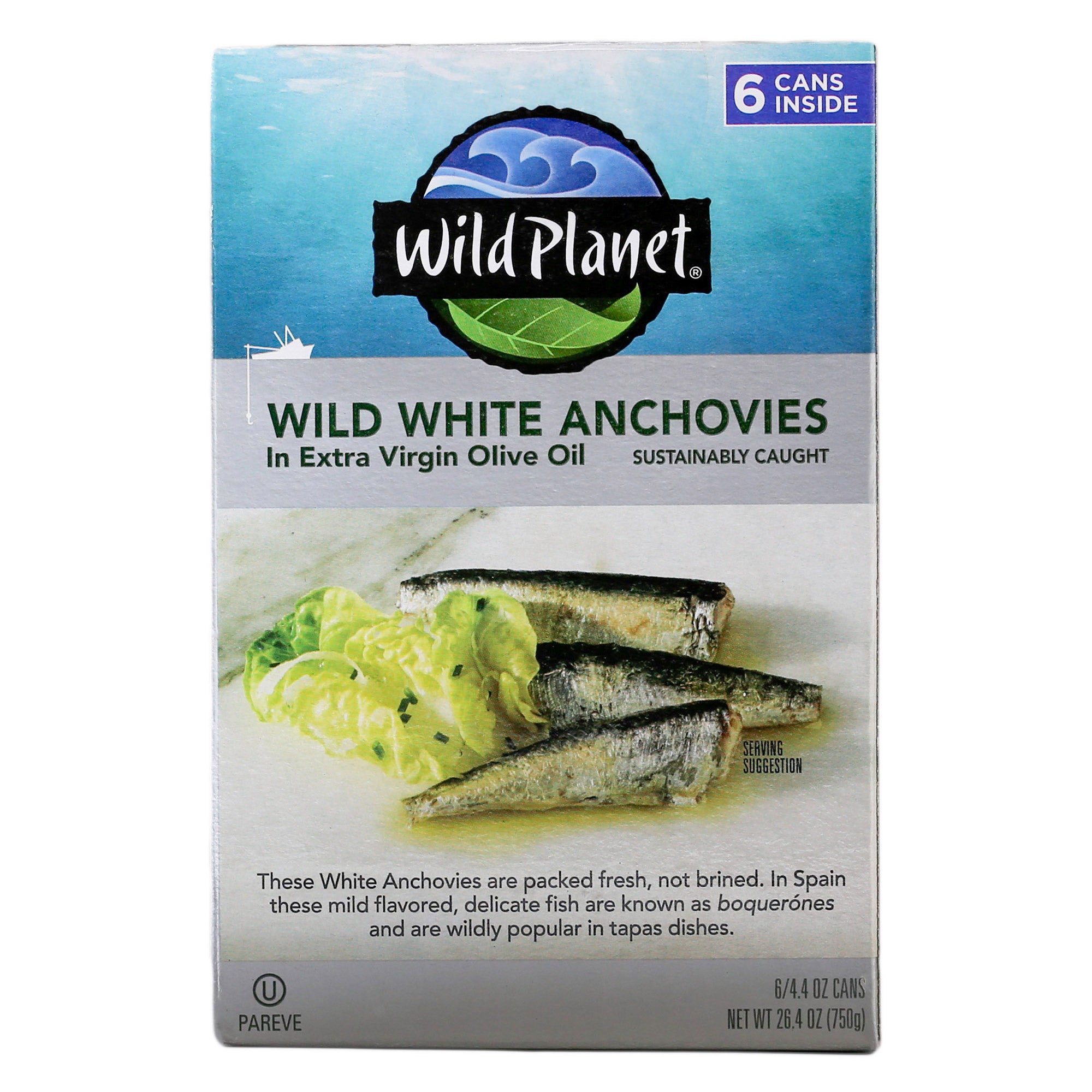 WILD PLANET ANCHOVIES IN EXTRA VIRGIN OLIVE OIL 6/4.37 OZ