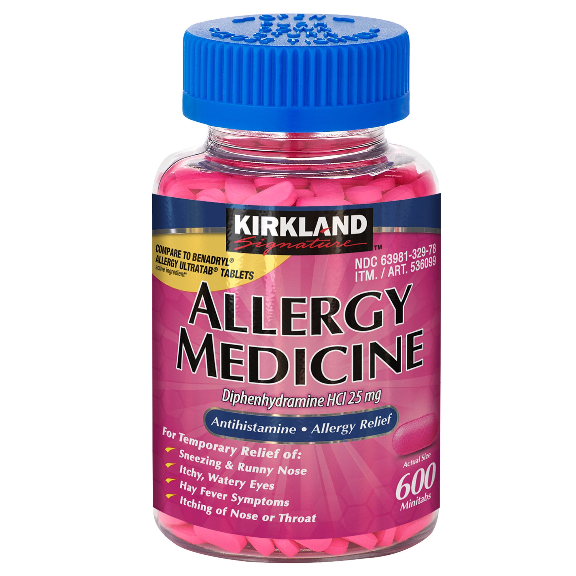 KIRKLAND SIGNATURE ALLERGY MEDICINE 25MG MINI-TAB 600CT. - Image 1